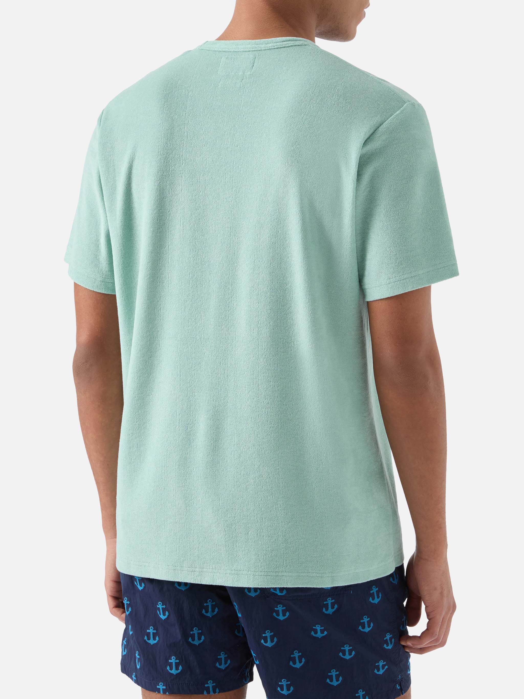 Green Gary cotton terry-effect t-shirt with logo embroidery - Image 4