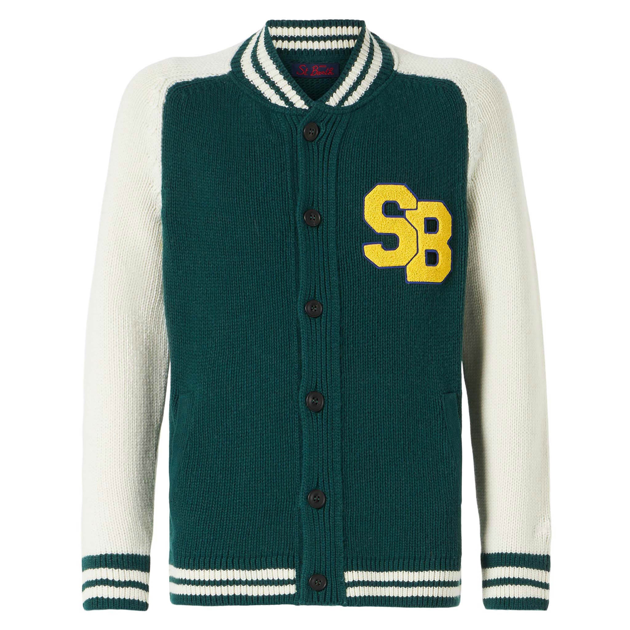 Green knit bomber college style - Image 5