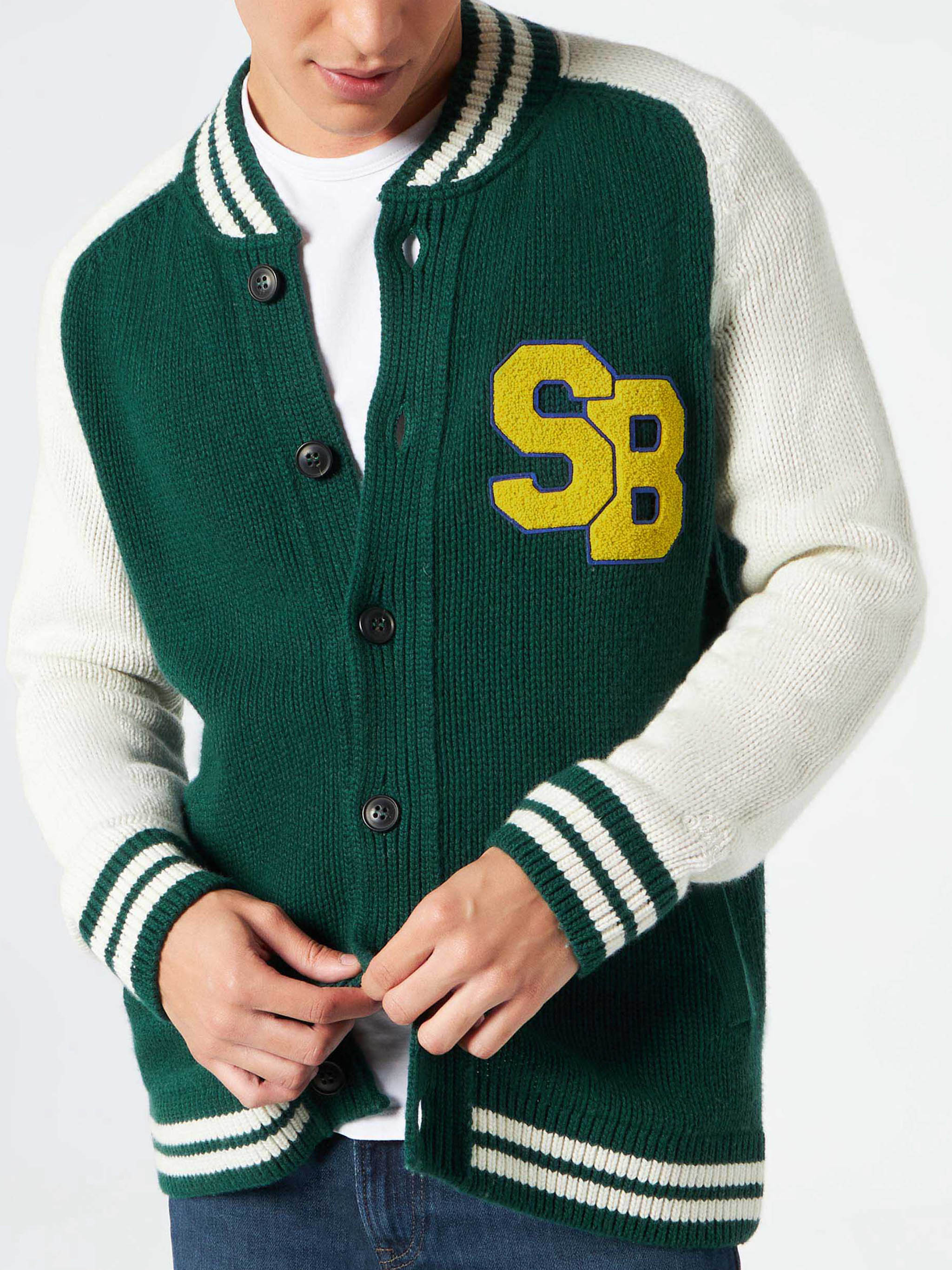Green knit bomber college style Benjamin - Image 2