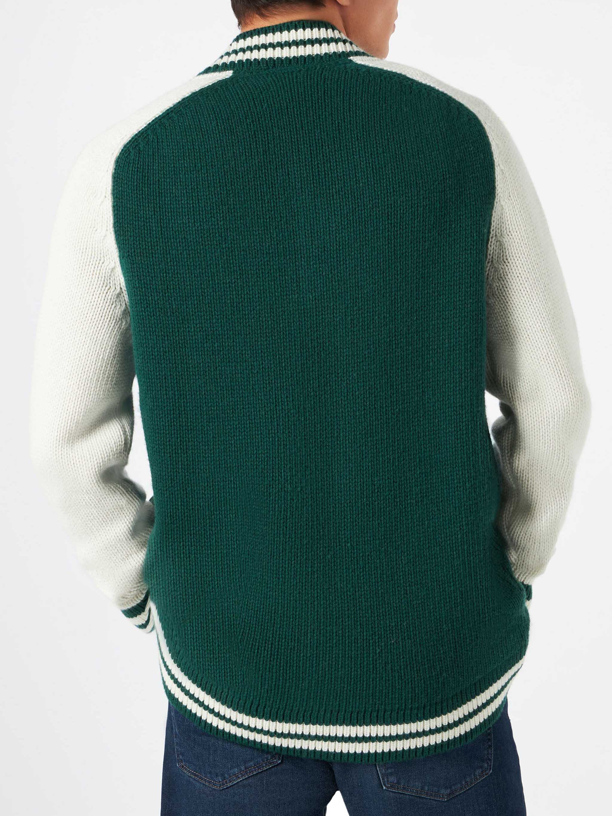 Green knit bomber college style Benjamin - Image 3