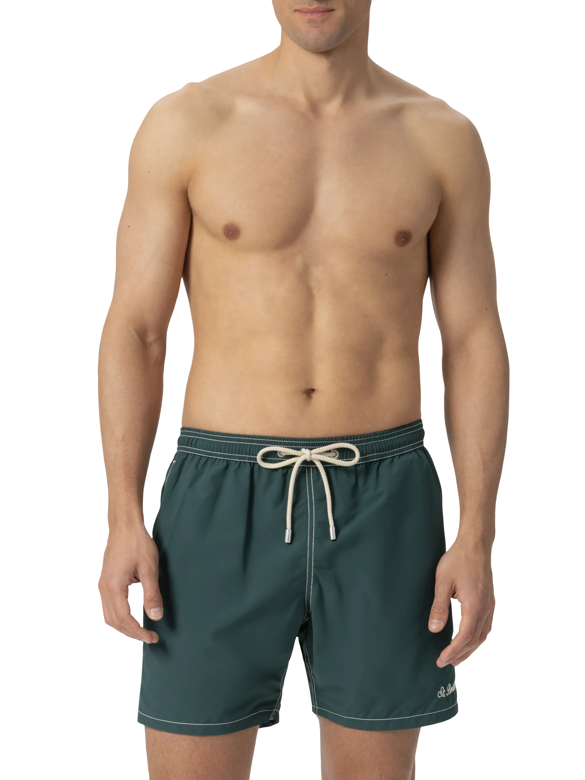 Green mid-length classic light swim shorts Patmos - Image 3