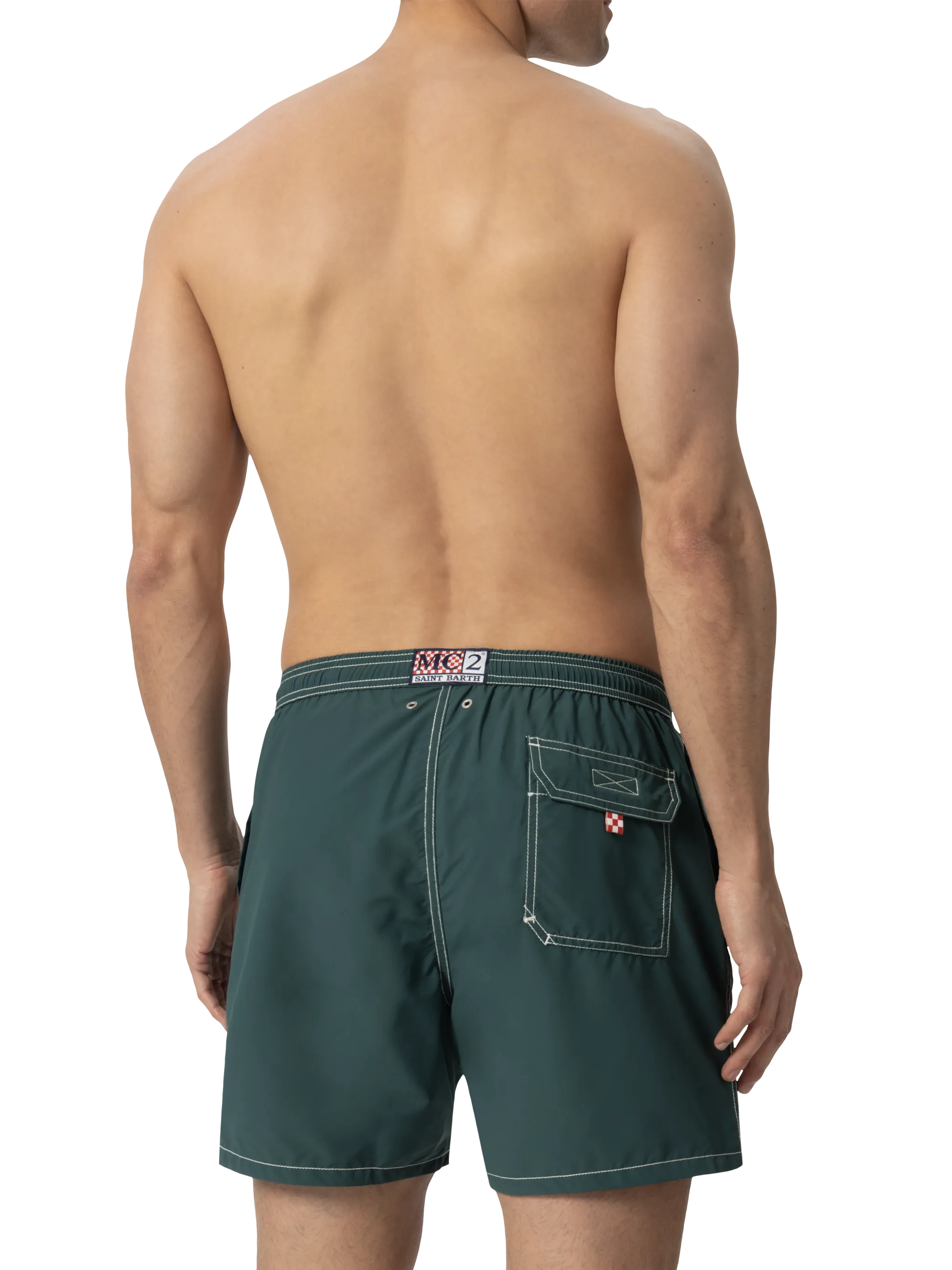 Green mid-length classic light swim shorts Patmos - Image 4