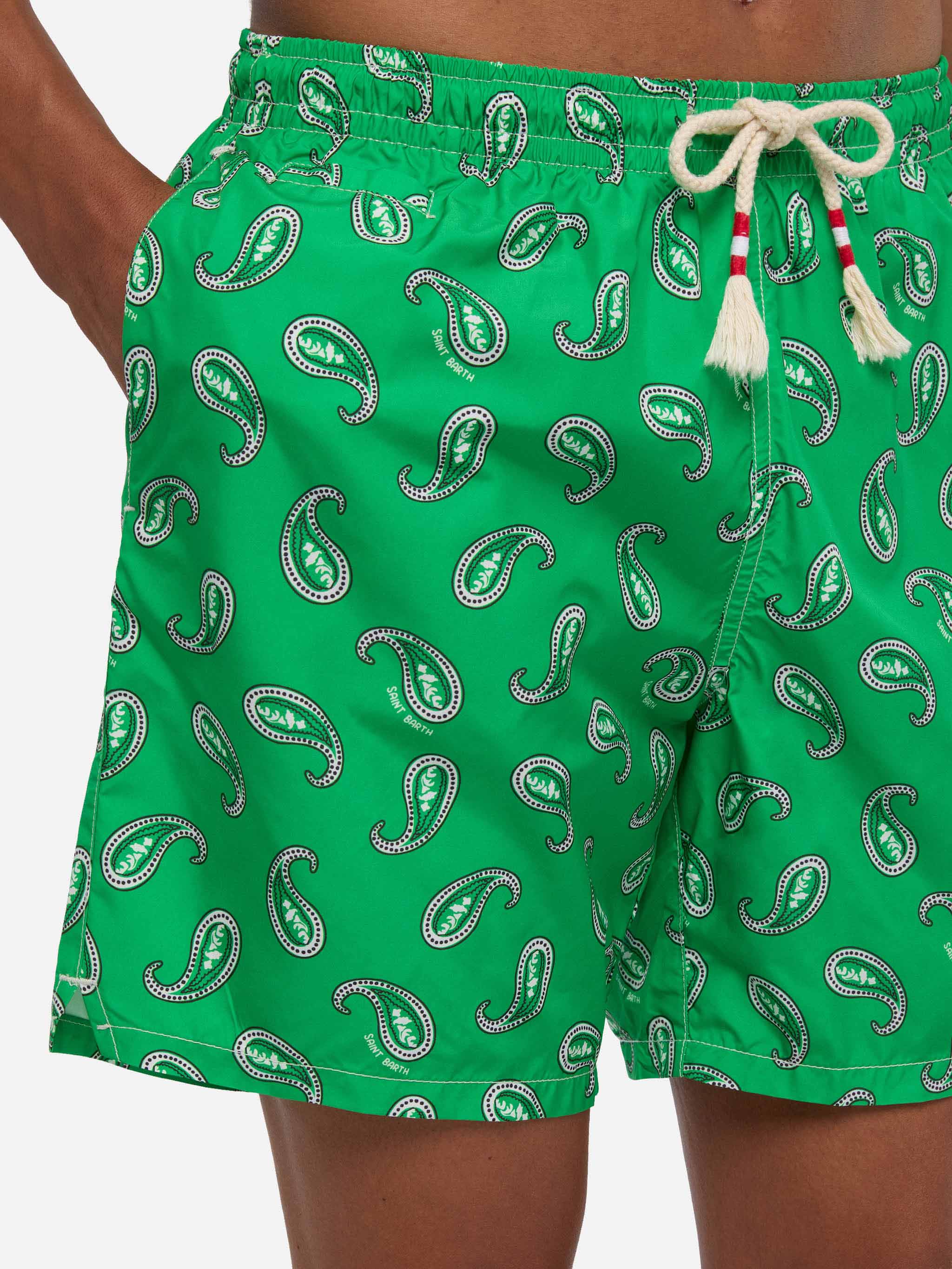 Green paisley Caprese swim shorts - Image 4