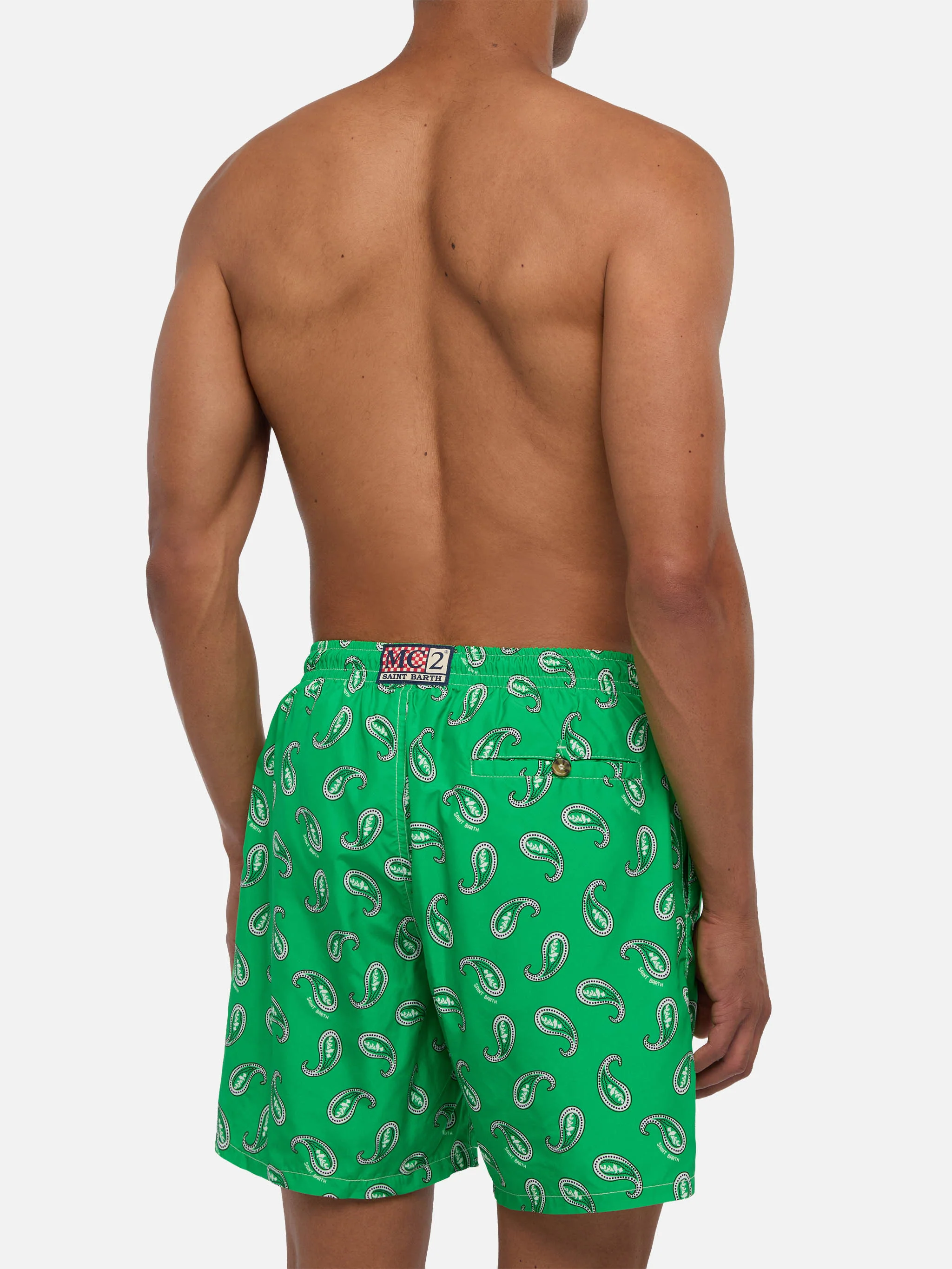 Green paisley Caprese swim shorts - Image 5