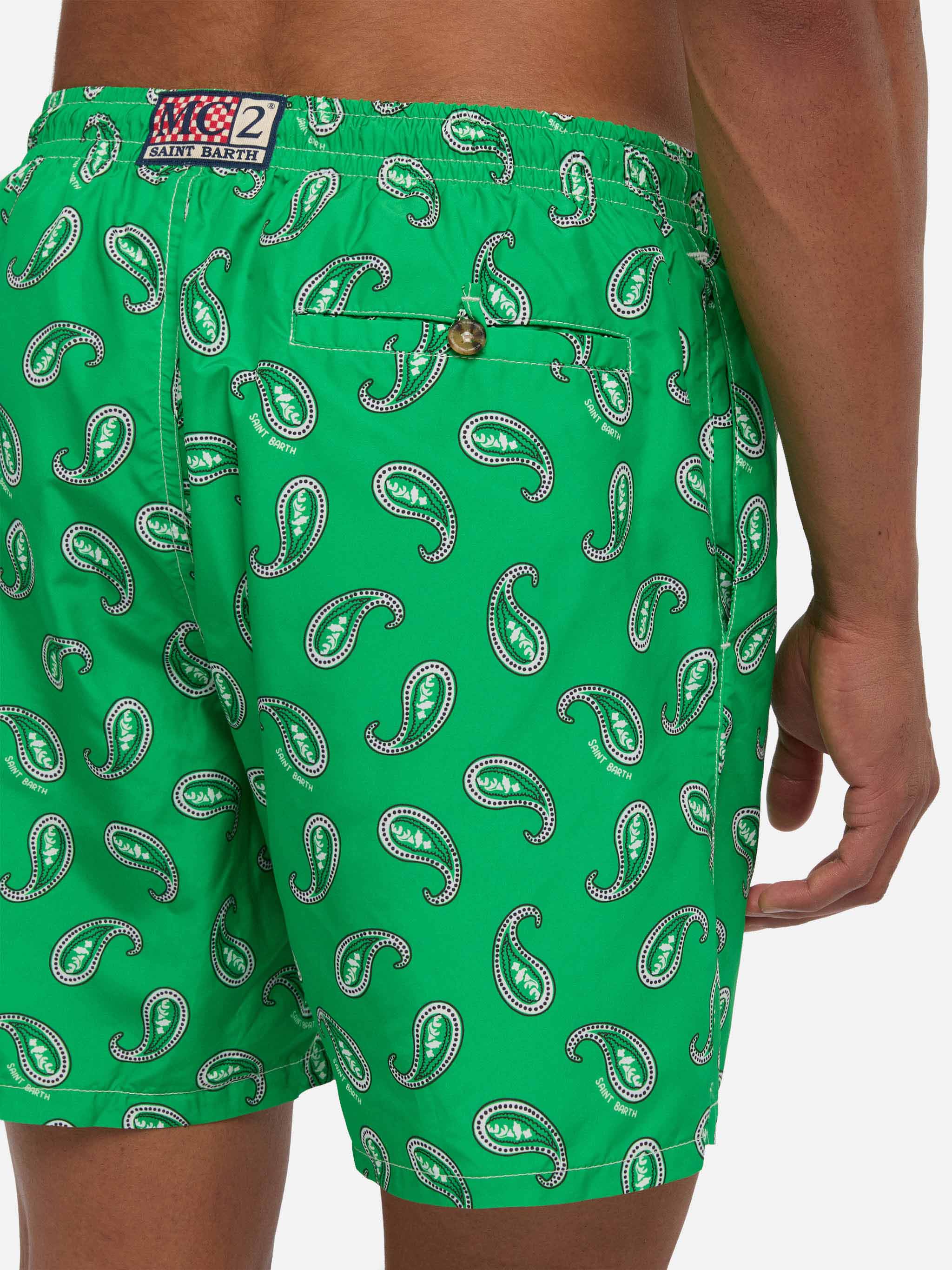Green paisley Caprese swim shorts - Image 6