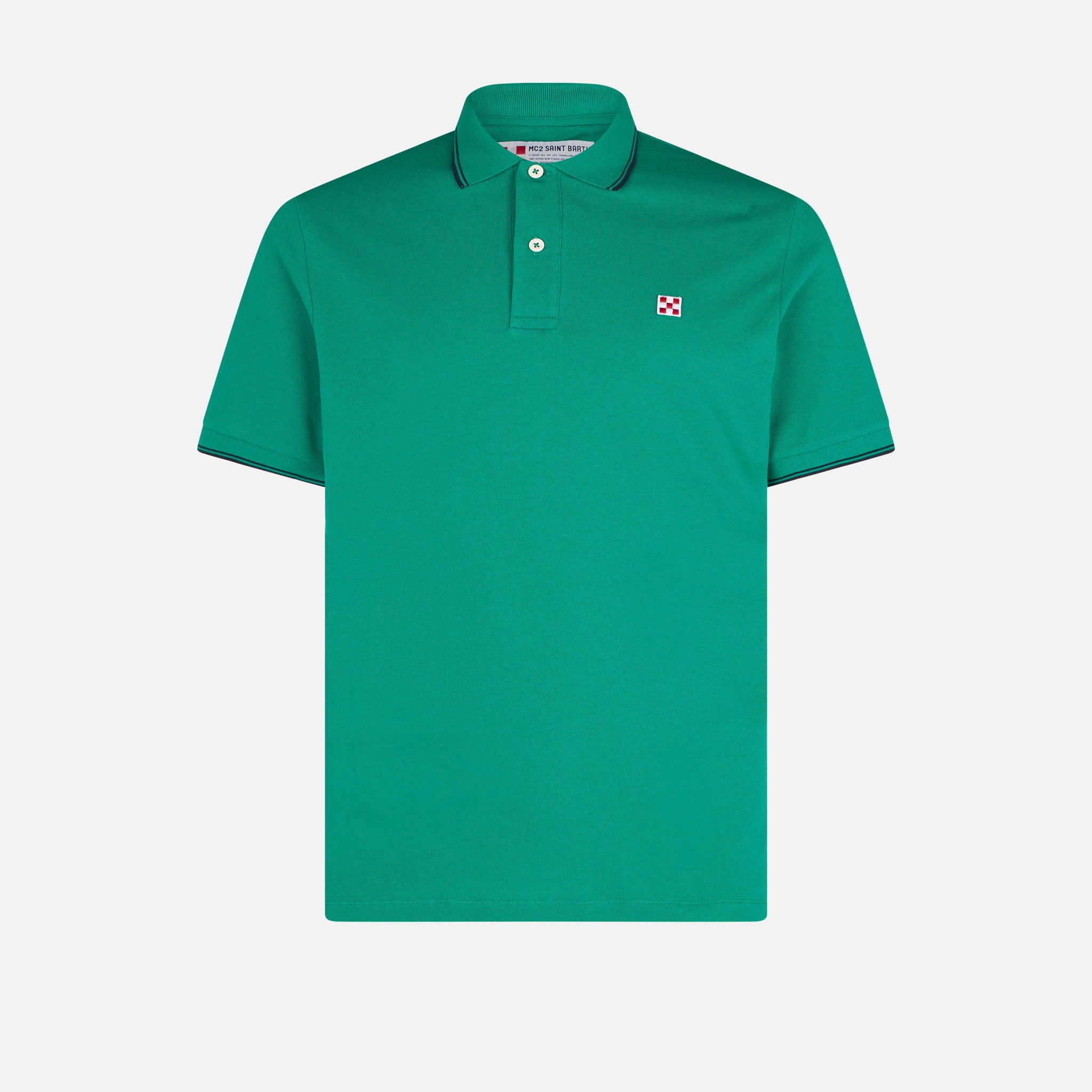 Green piquet polo with St. Barth logo - Image 4