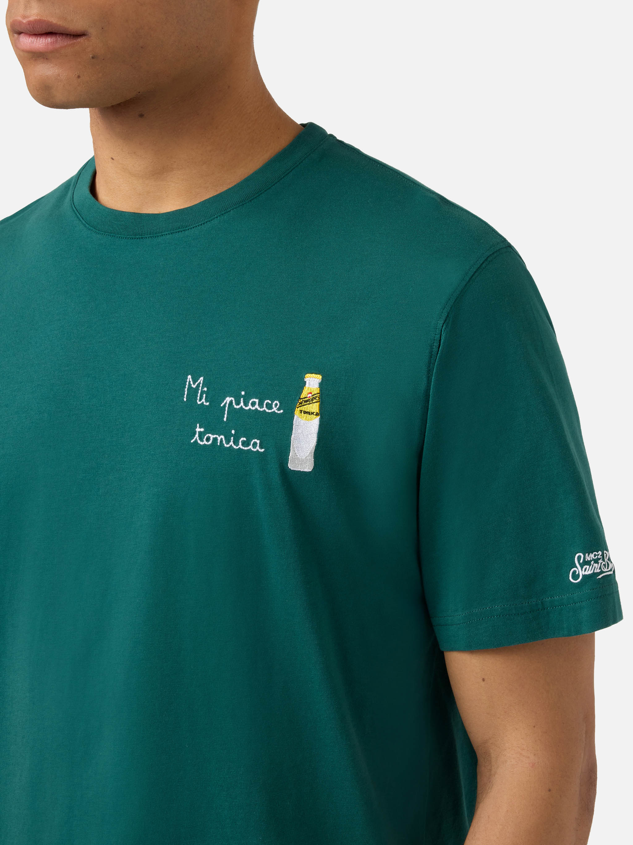 Green Portofino T-shirt with Mi Piace Tonica embroidery | Special Edition - Image 2
