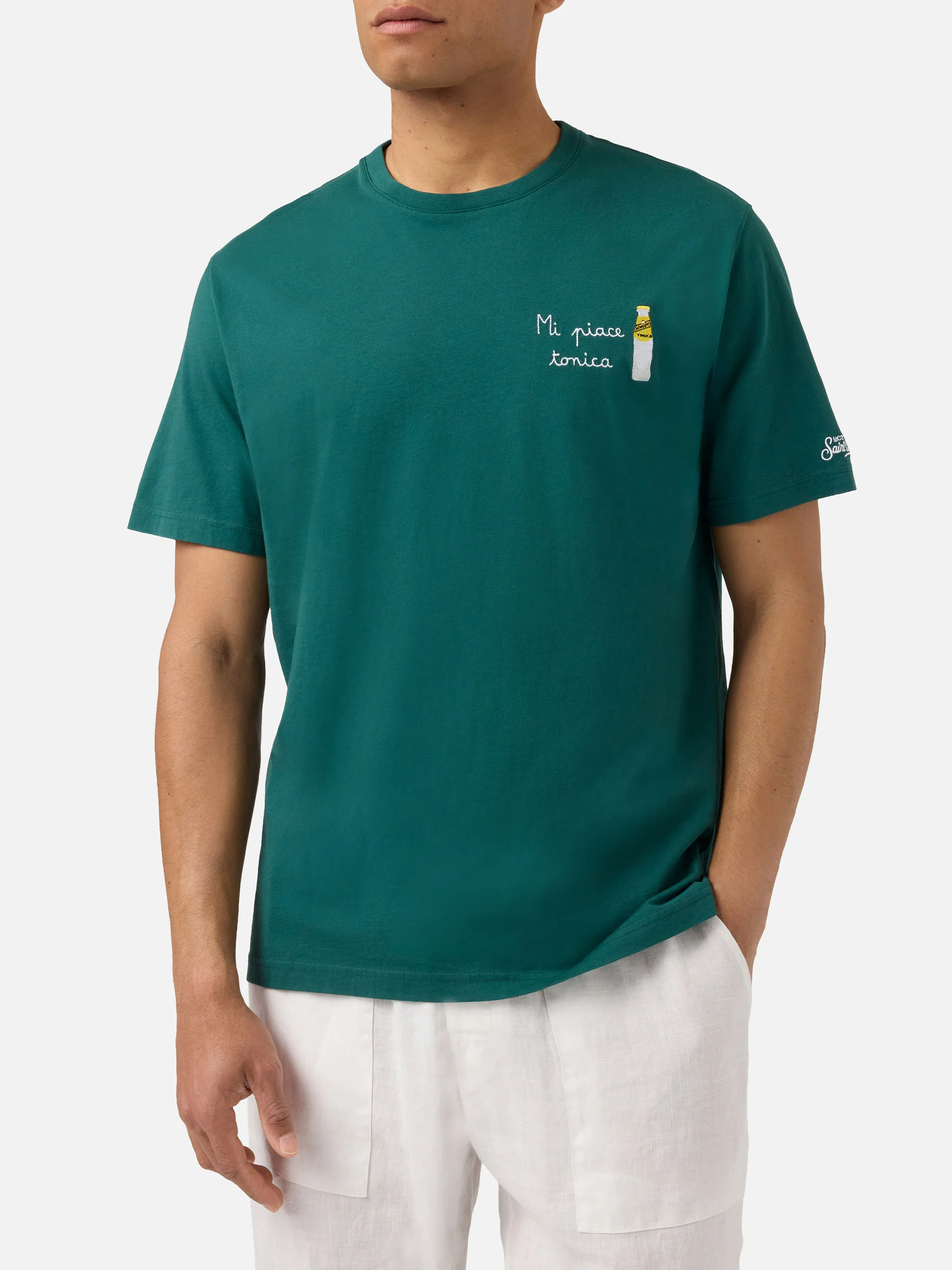 Green Portofino T-shirt with Mi Piace Tonica embroidery | Special Edition - Image 3