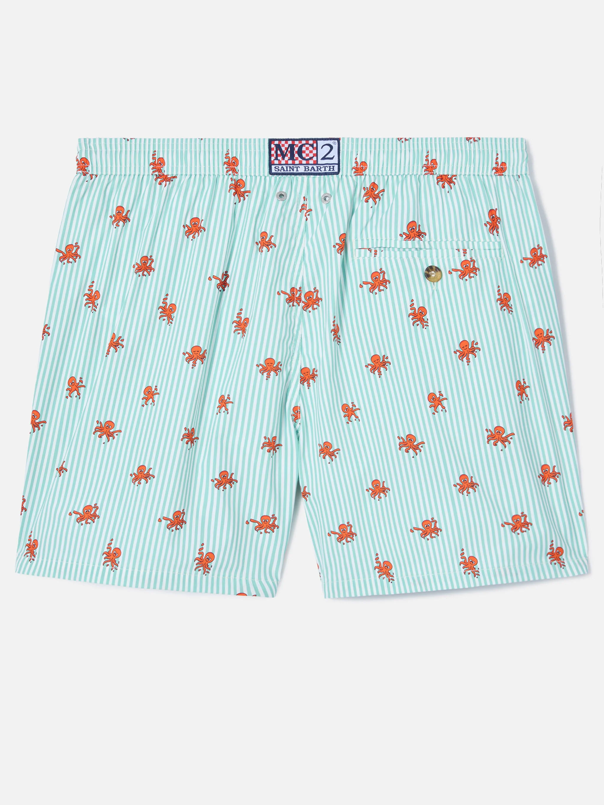 Green striped Lighting Micro swim shorts with all-over octopus print - Image 2