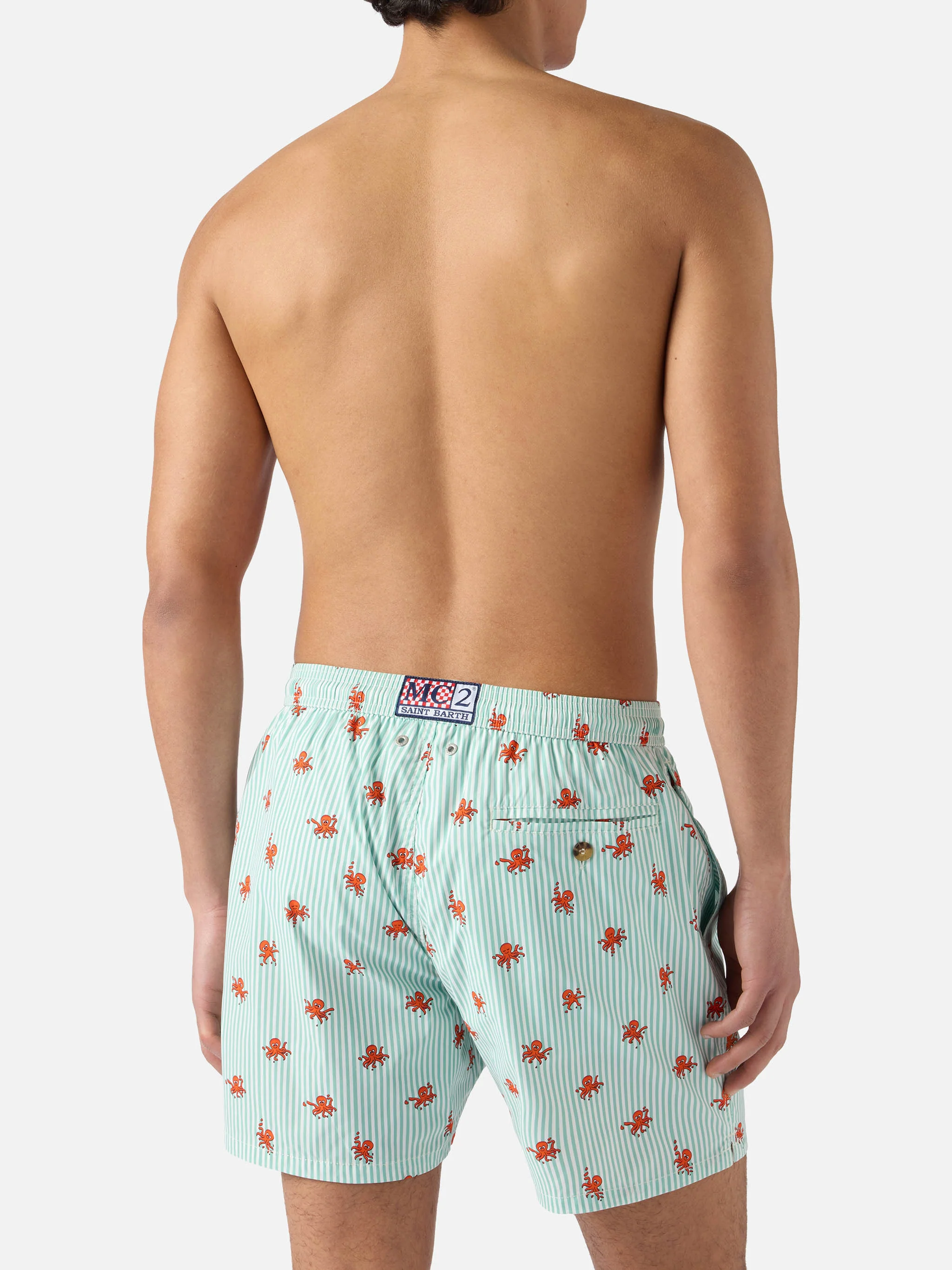 Green striped Lighting Micro swim shorts with all-over octopus print - Image 5