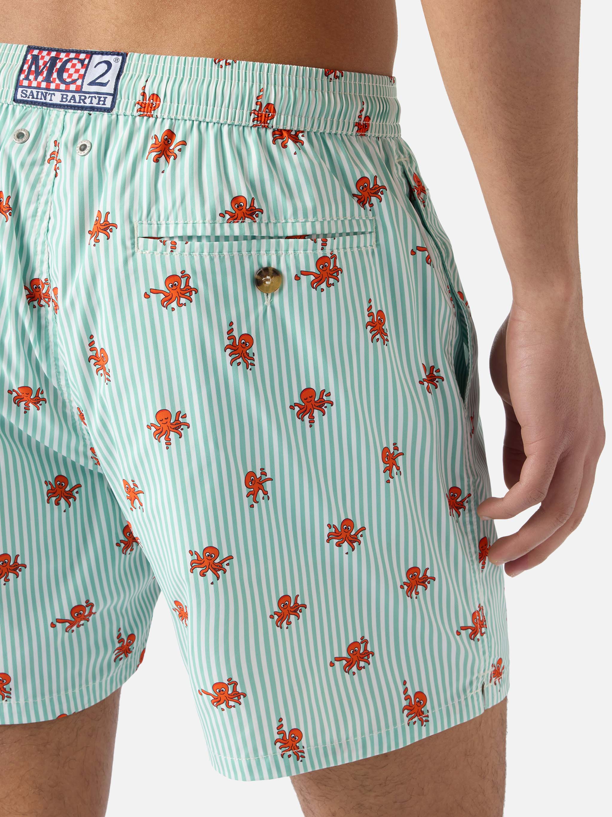 Green striped Lighting Micro swim shorts with all-over octopus print - Image 6