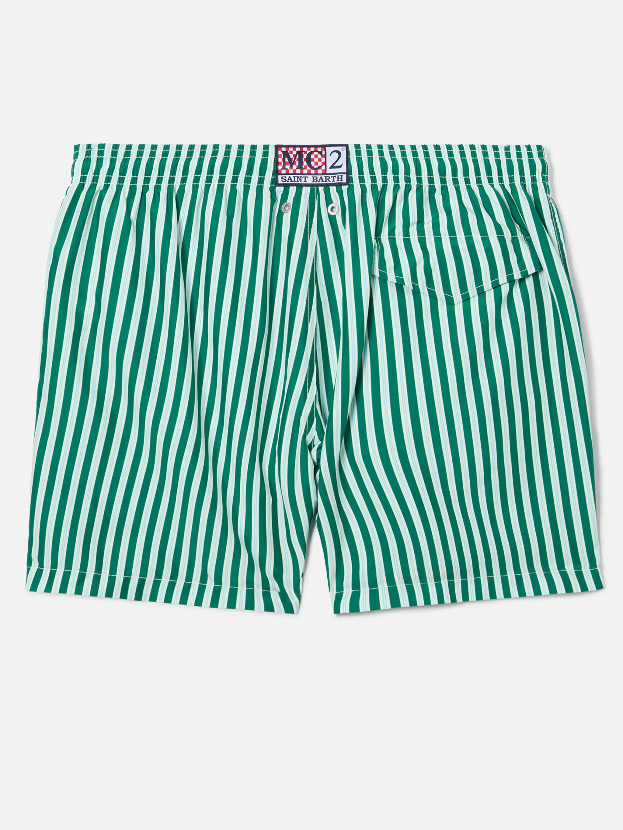 Green striped Lighting swim shorts with St. Barth embroidery - Image 2
