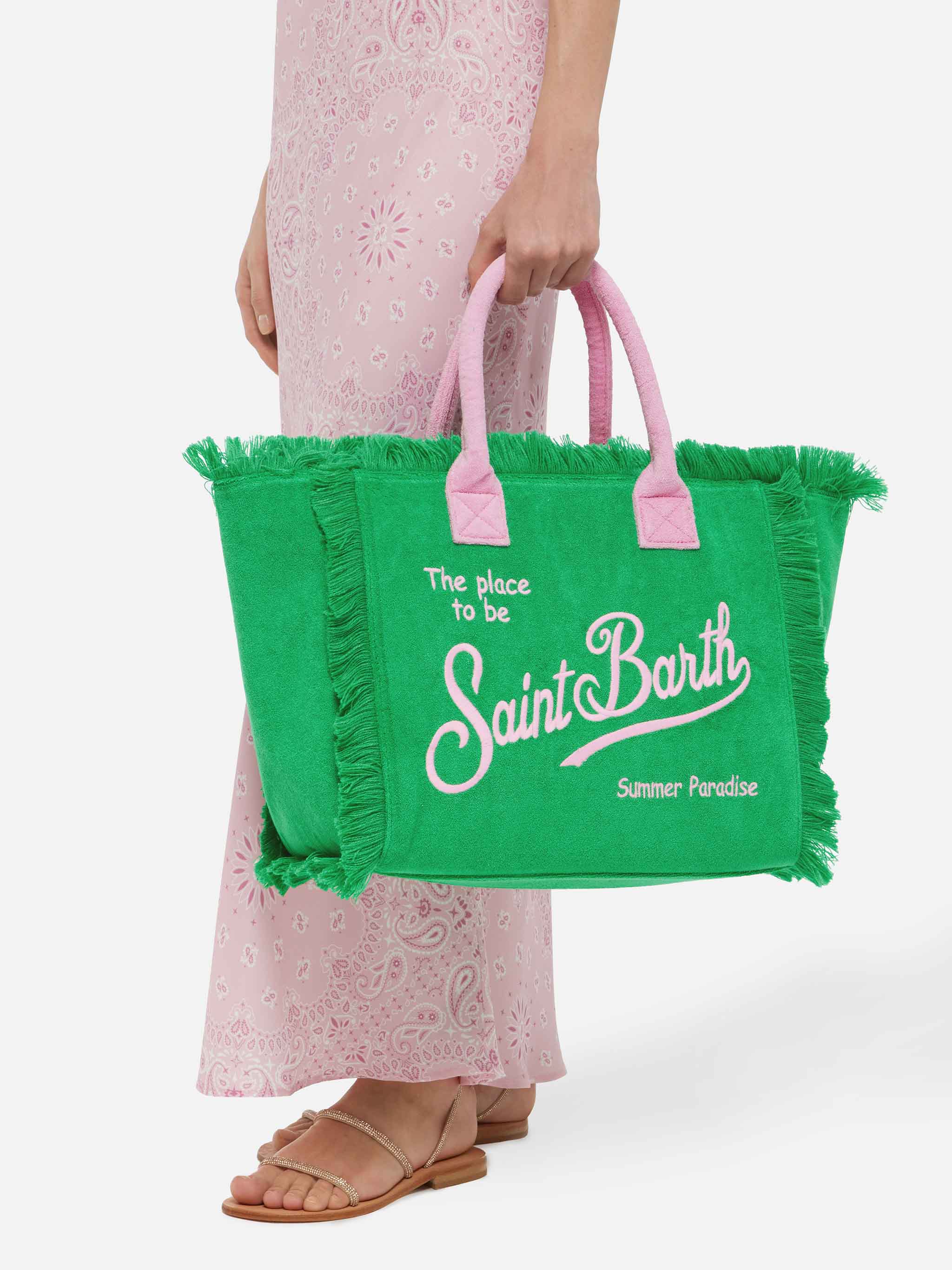 Green terry Vanity Sponge tote bag - Image 2