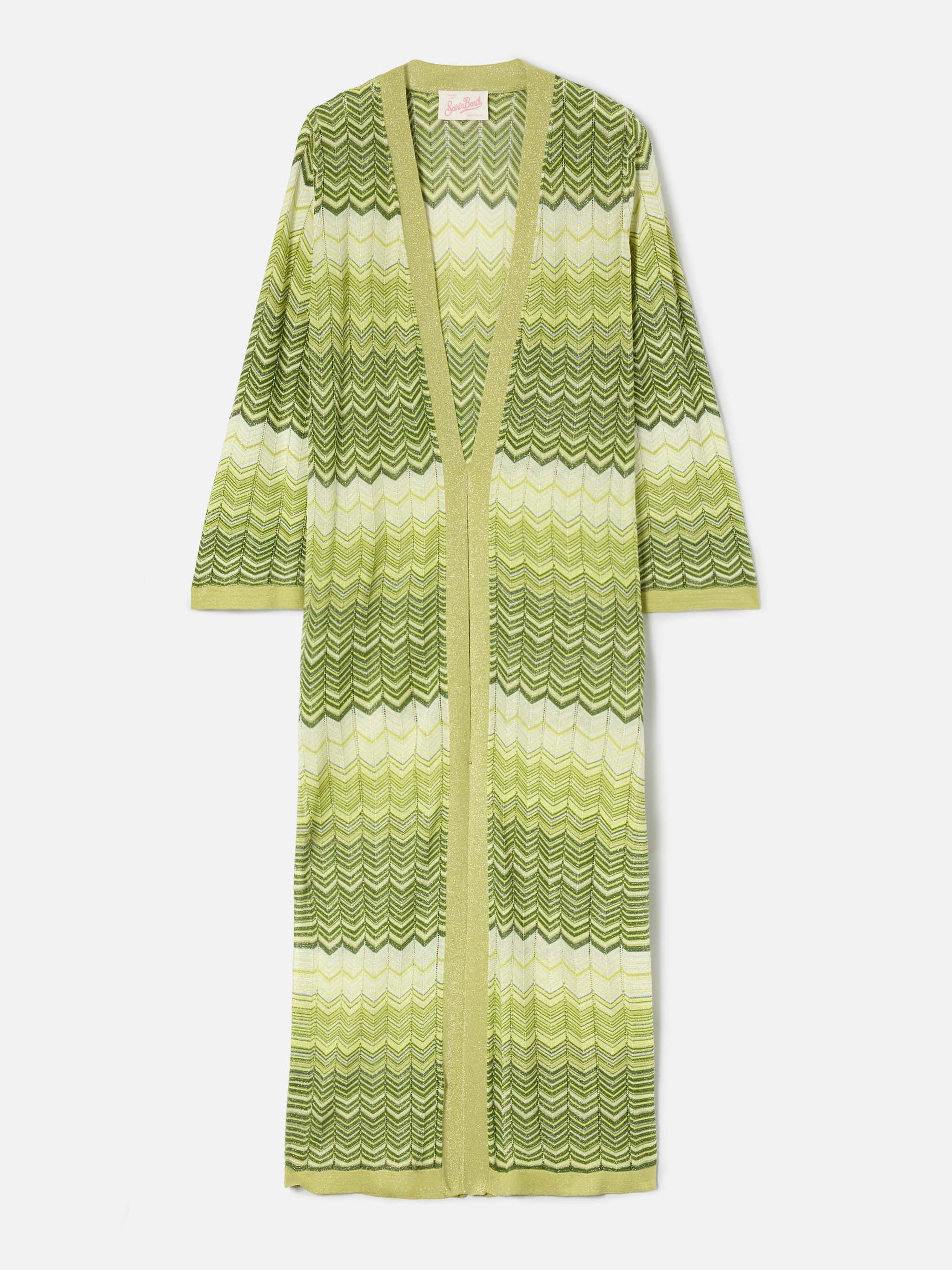 Green Tonia long cardigan in knit - Image 4