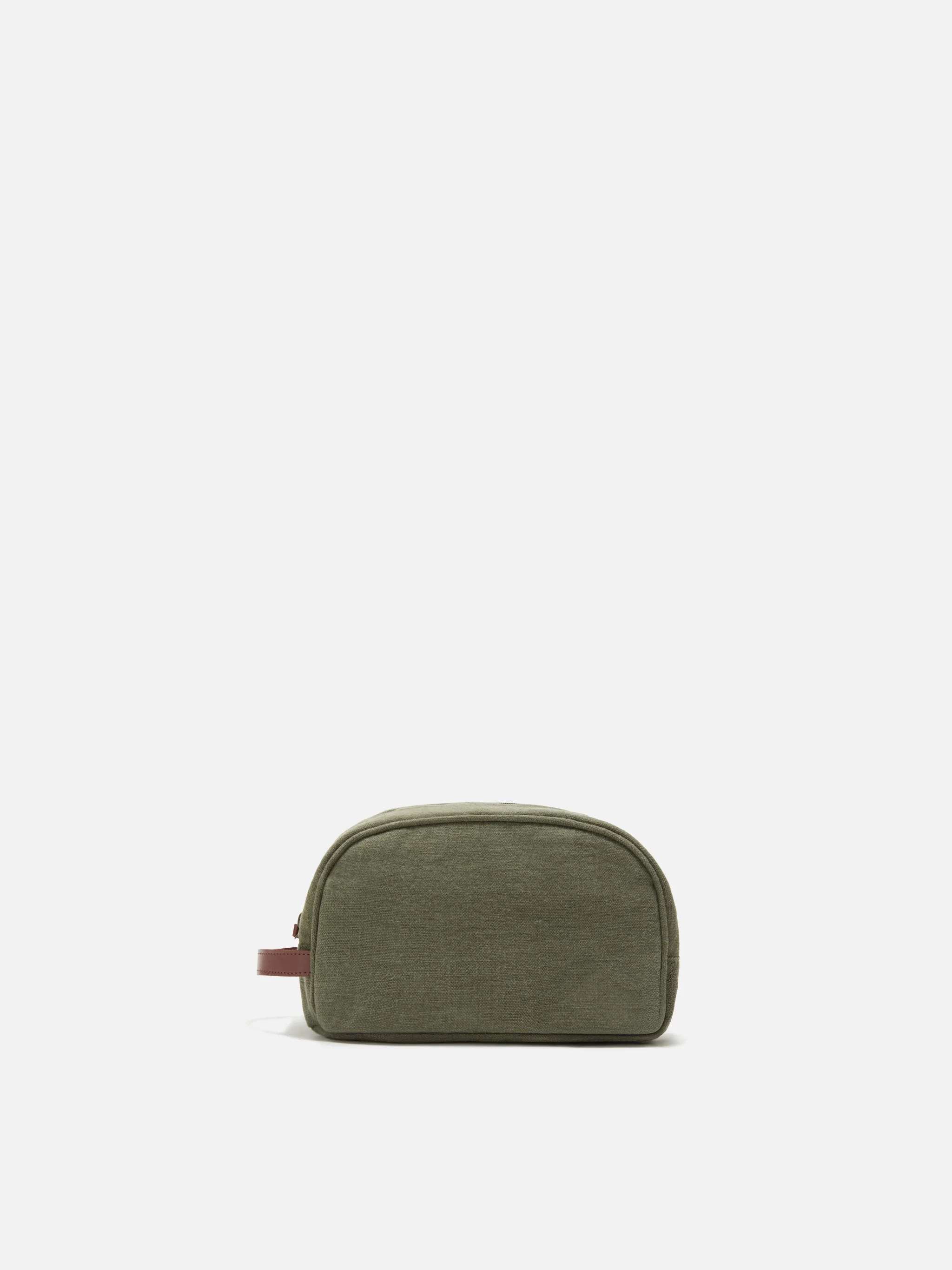 Green Westwood linen beauty bag with embroidered logo - Image 3