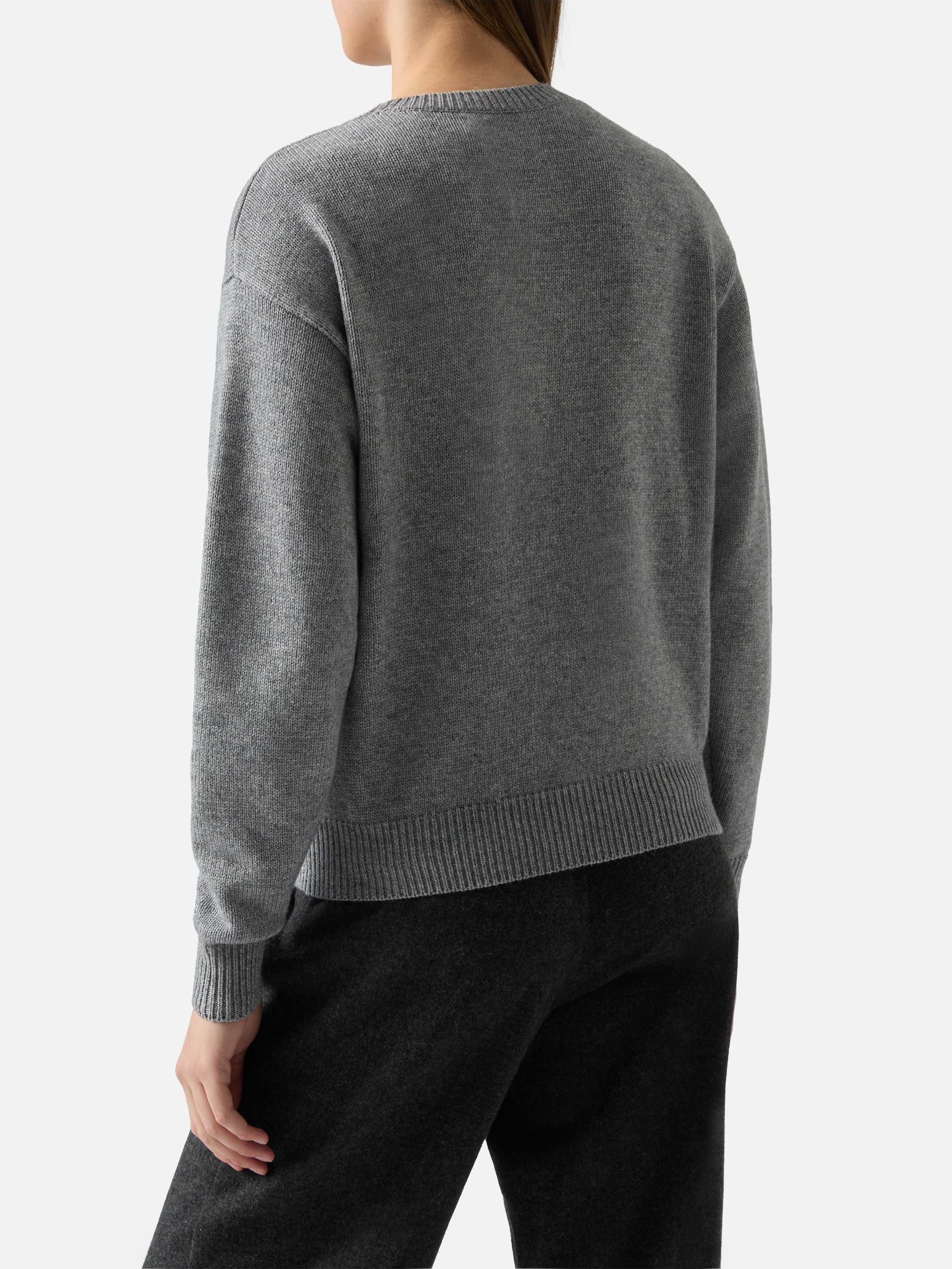Grey crewneck Louise with St. Moritz rhinestones embellishment | ST. MORITZ TOP OF THE WORLD SPECIAL EDITION - Image 3
