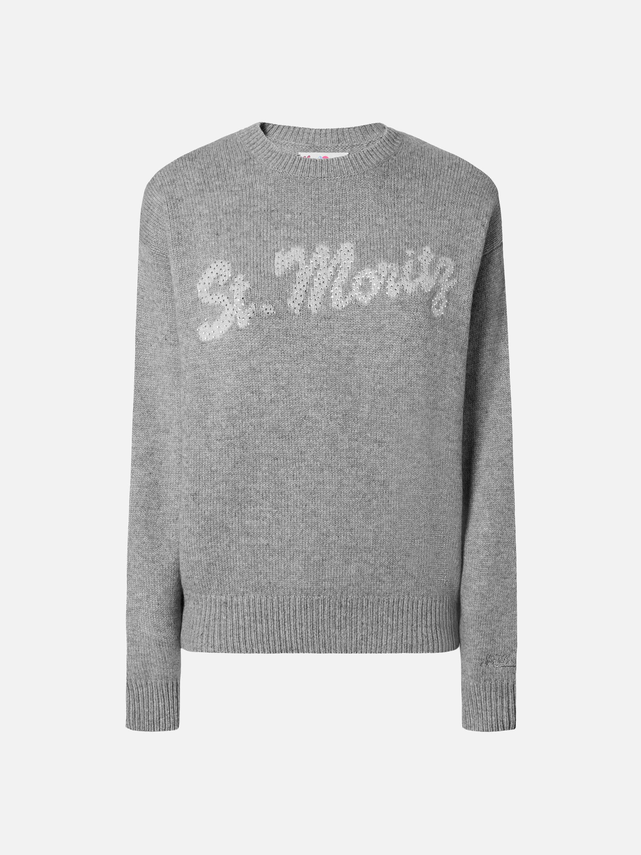 Grey crewneck Louise with St. Moritz rhinestones embellishment | ST. MORITZ TOP OF THE WORLD SPECIAL EDITION - Image 5