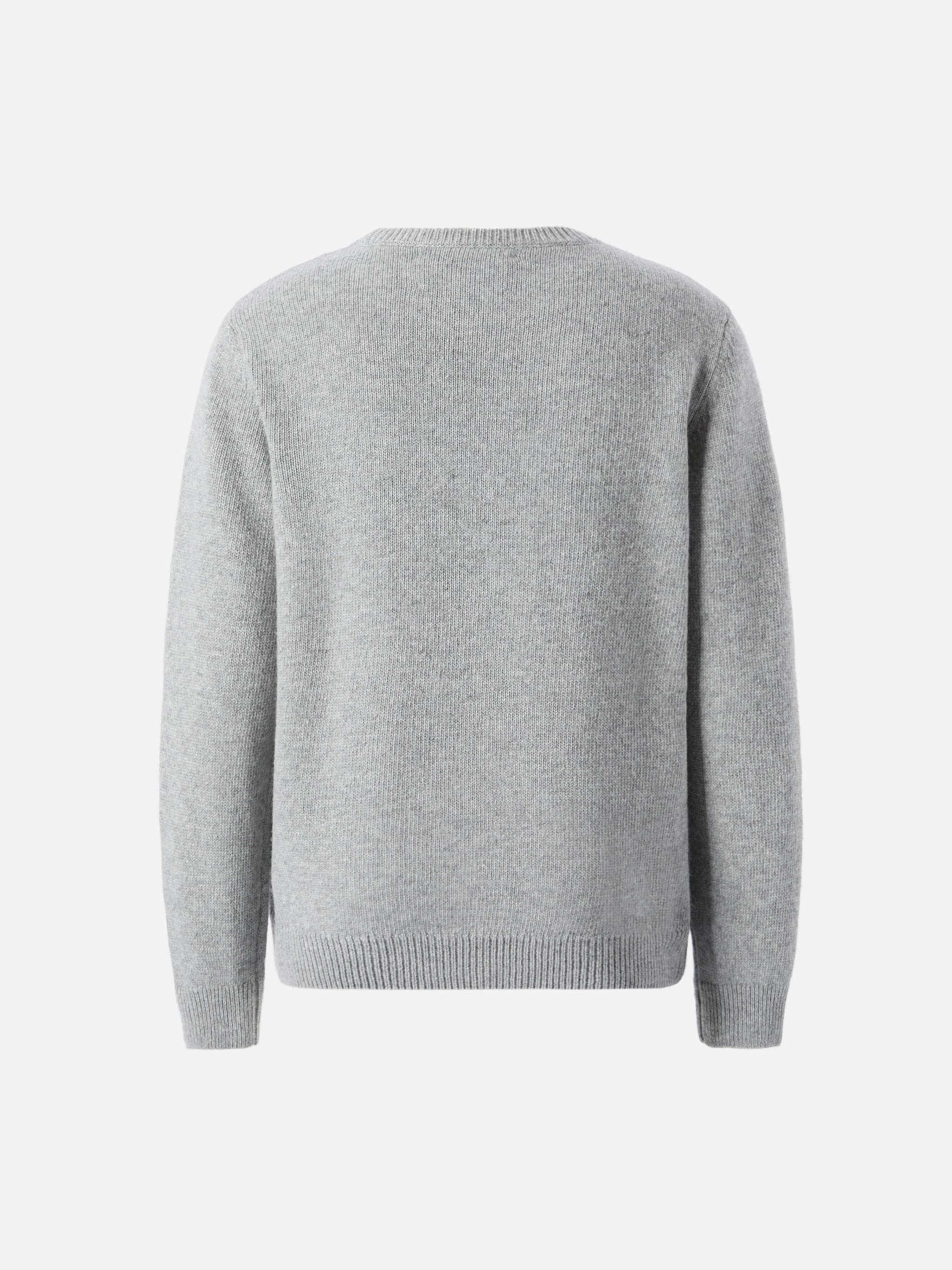 Grey crewneck sweater Douglas with Non vi sopporto più jacquard - Image 3