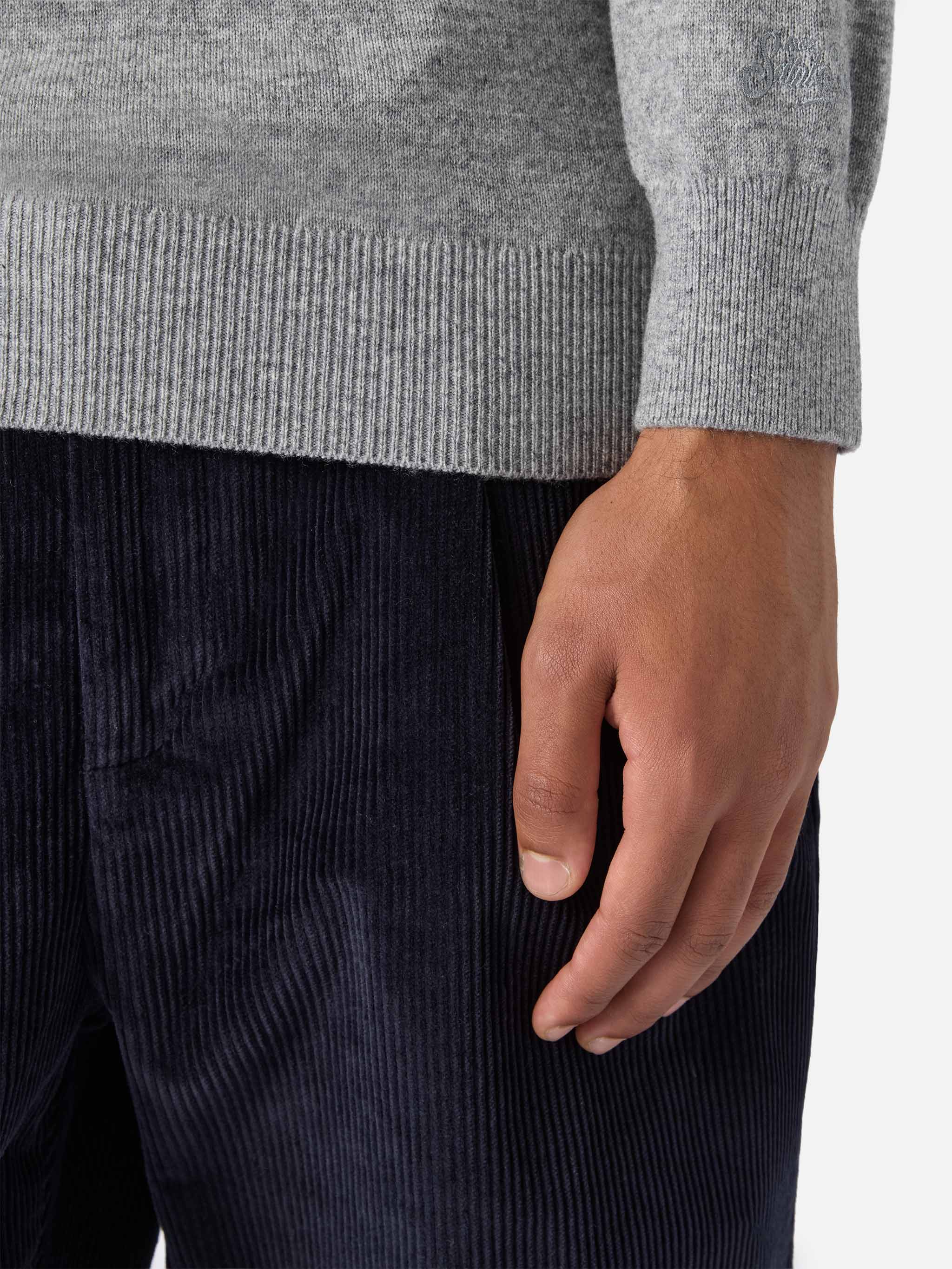 Turtleneck sweater Bond in grey melange merino wool and cashmere - Image 3