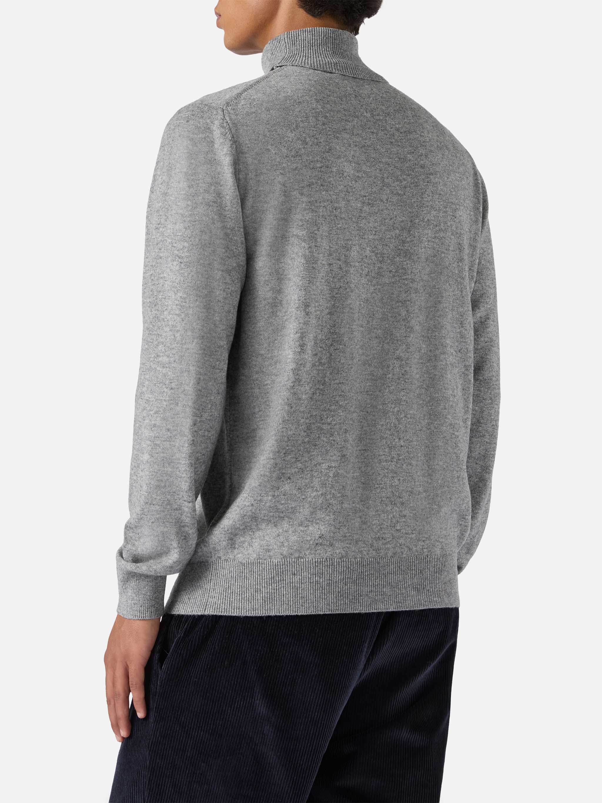 Turtleneck sweater Bond in grey melange merino wool and cashmere - Image 4