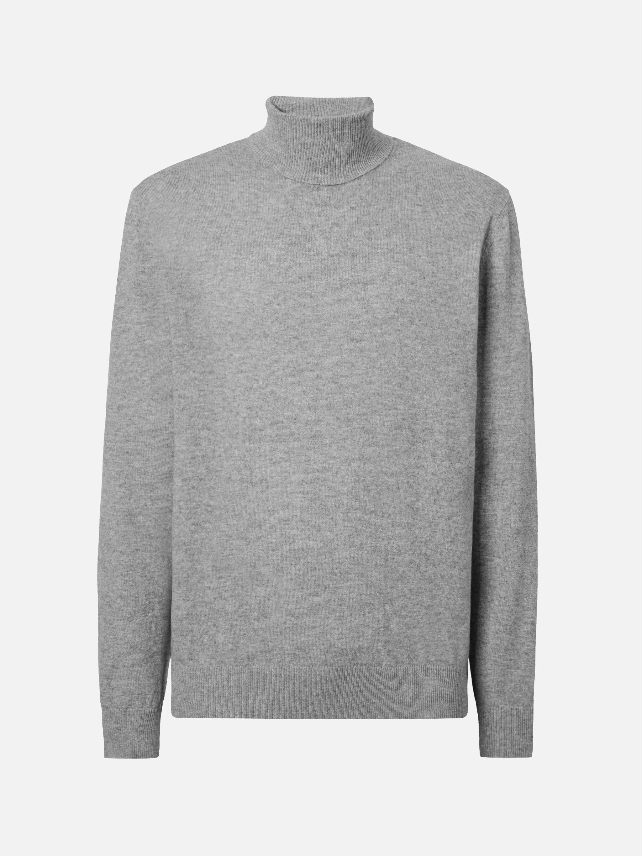 Turtleneck sweater Bond in grey melange merino wool and cashmere - Image 5