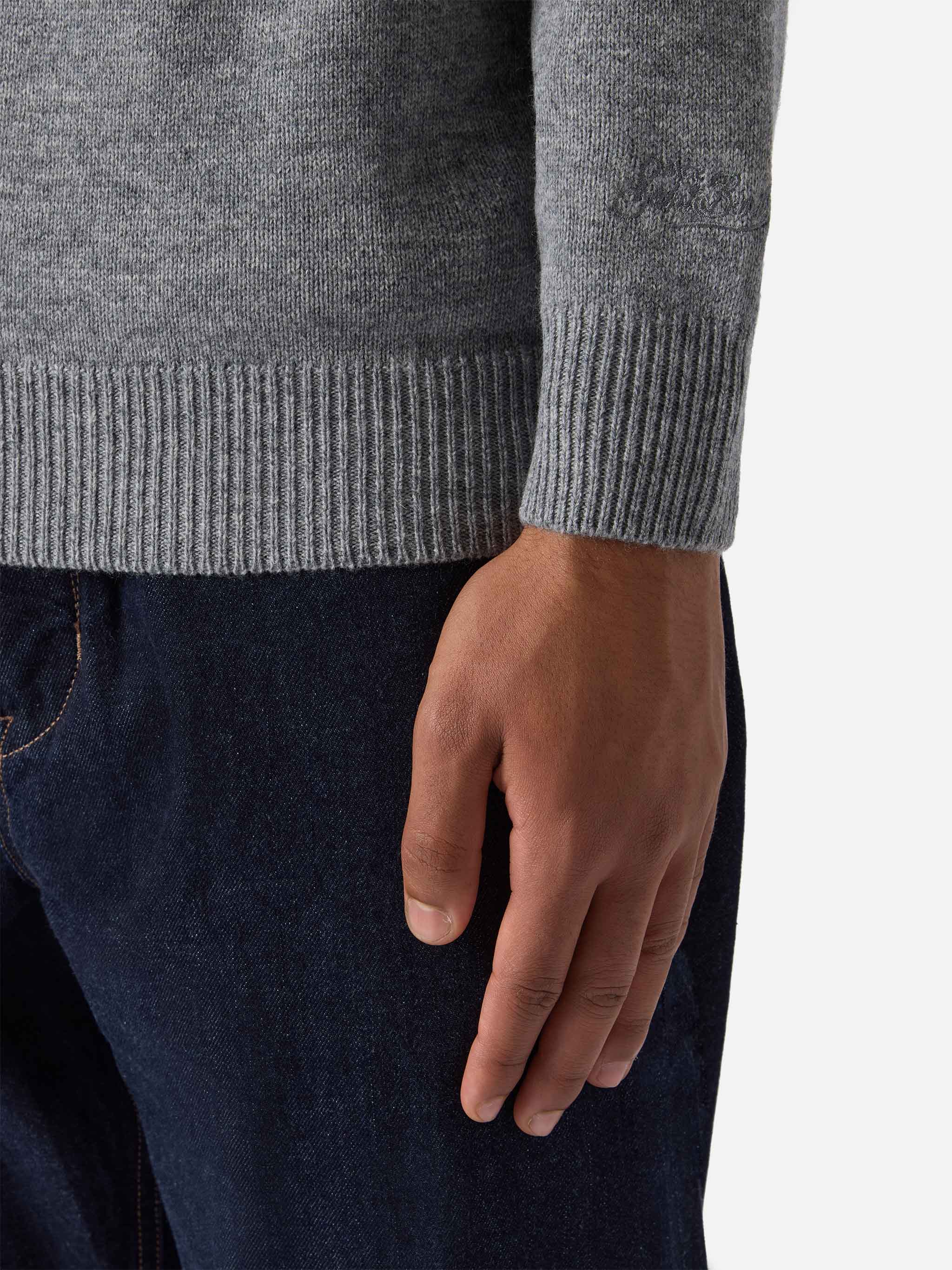 Grey melange pure-wool knit polo Covent - Image 3