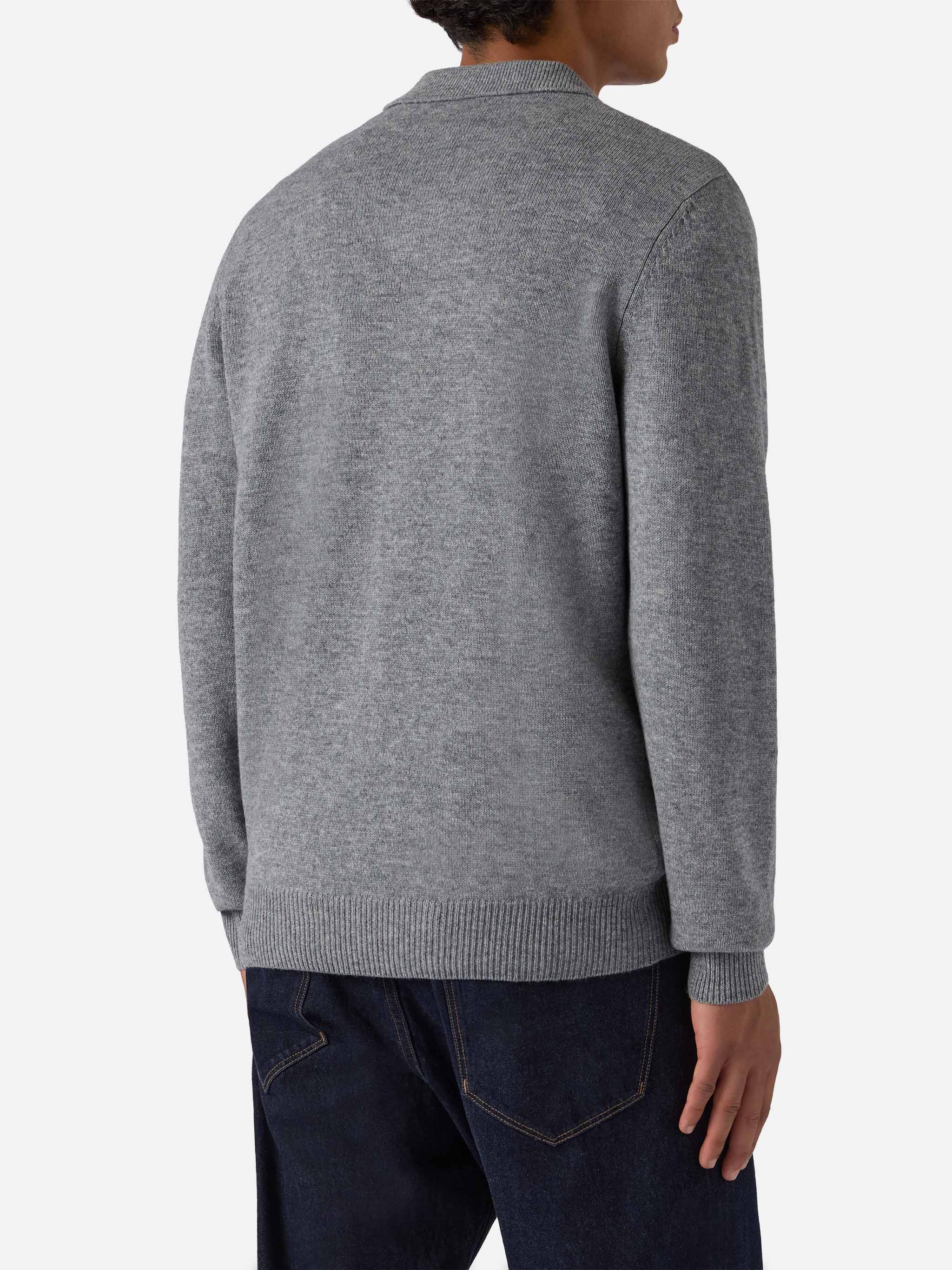 Grey melange pure-wool knit polo Covent - Image 5