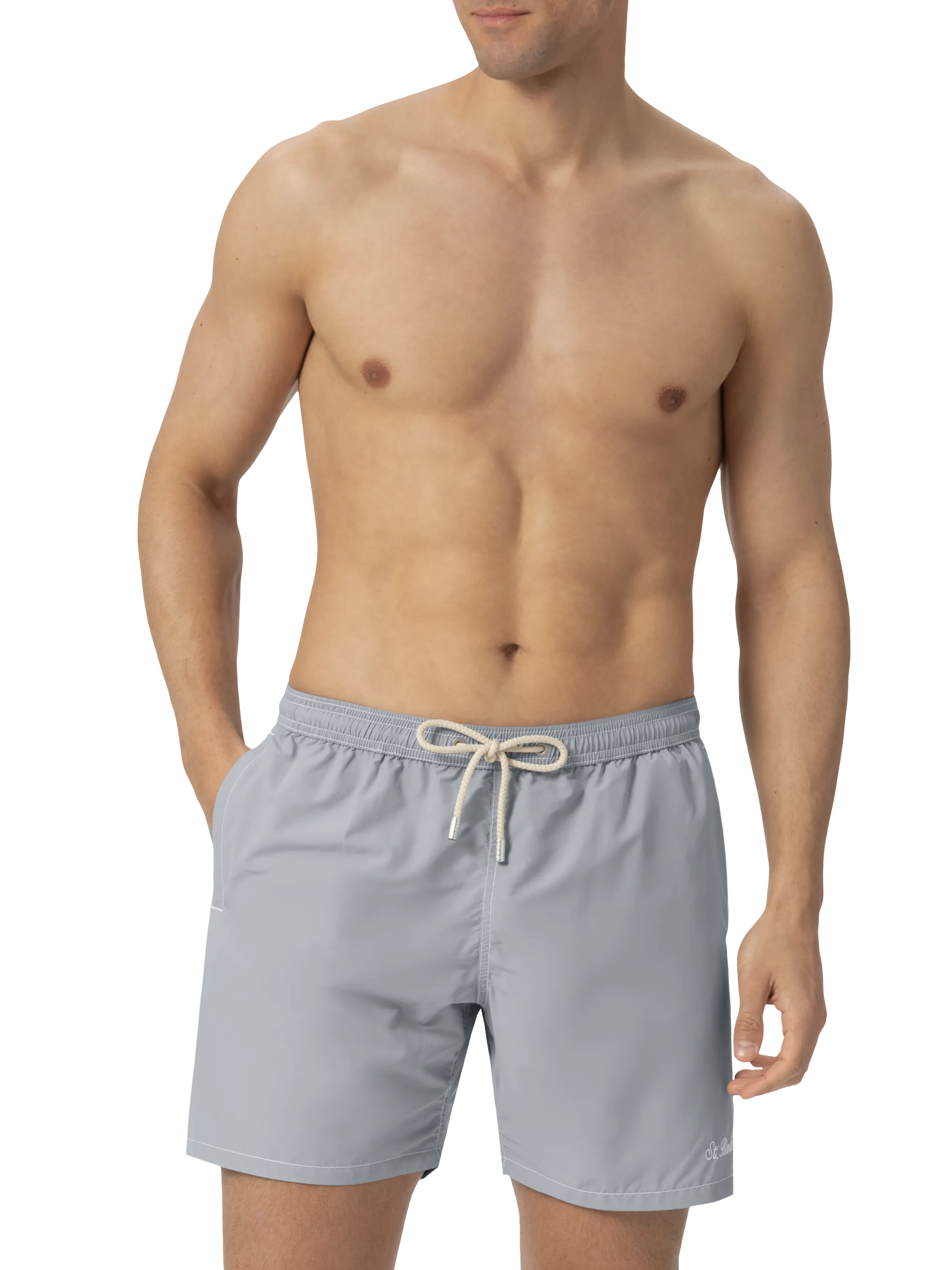 Grey mid-length classic light swim shorts Patmos - Image 3