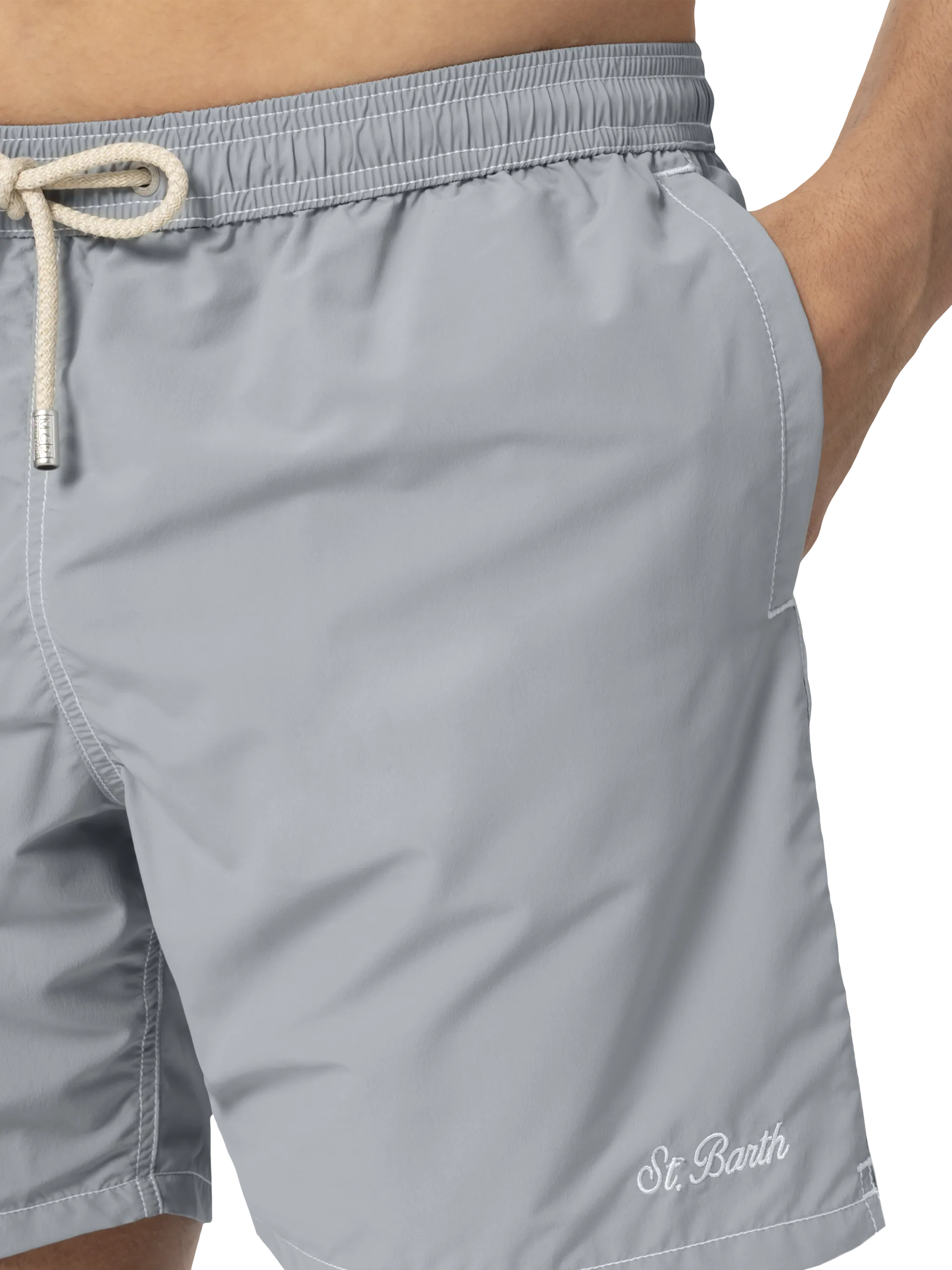 Grey mid-length classic light swim shorts Patmos - Image 5
