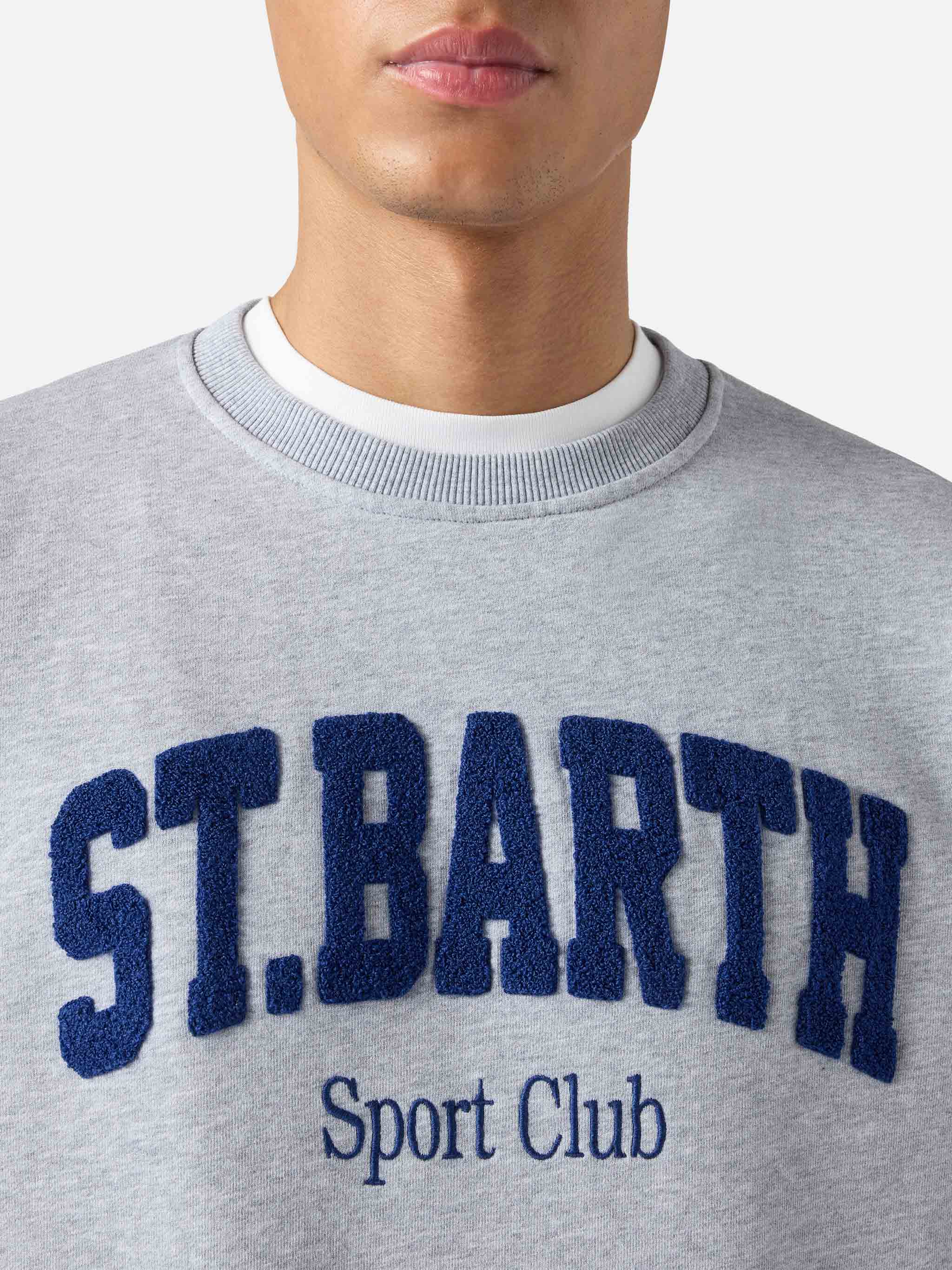 Grey Ponza cotton sweatshirt with Sport Club raised terry-effect logo - Image 2