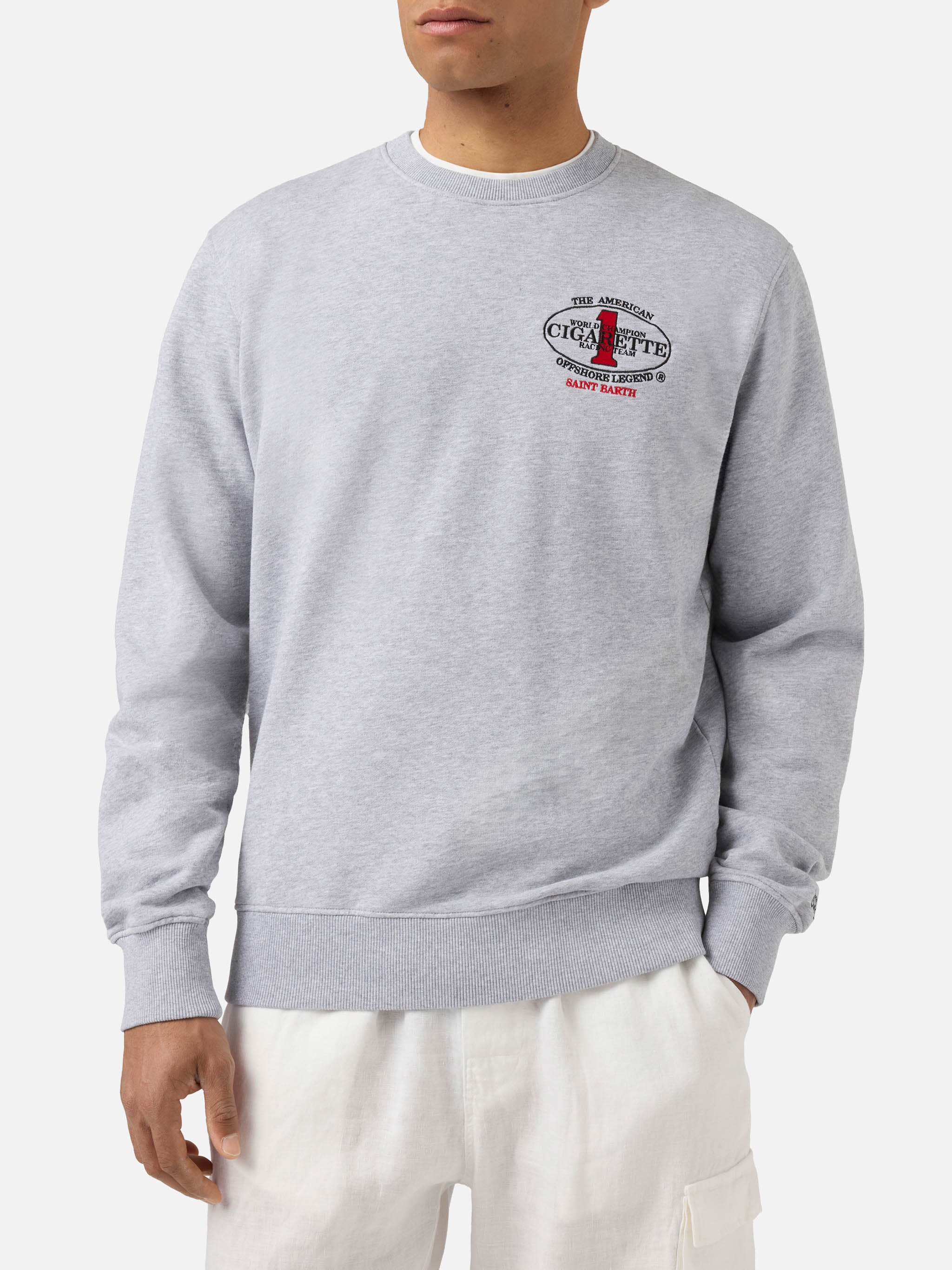 Grey Ponza crewneck sweatshirt with Cigarette print | Special Edition - Image 2