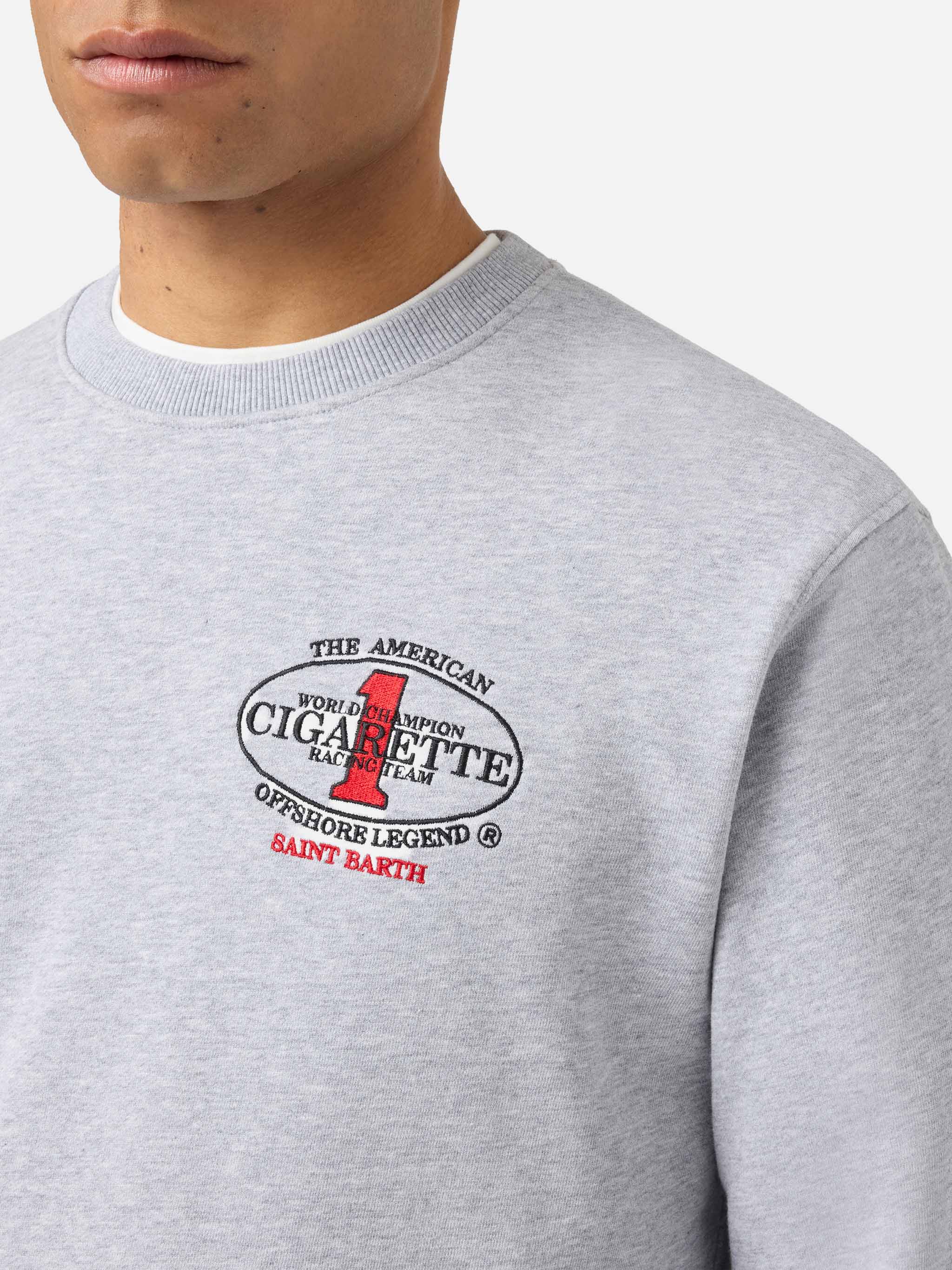 Grey Ponza crewneck sweatshirt with Cigarette print | Special Edition - Image 3