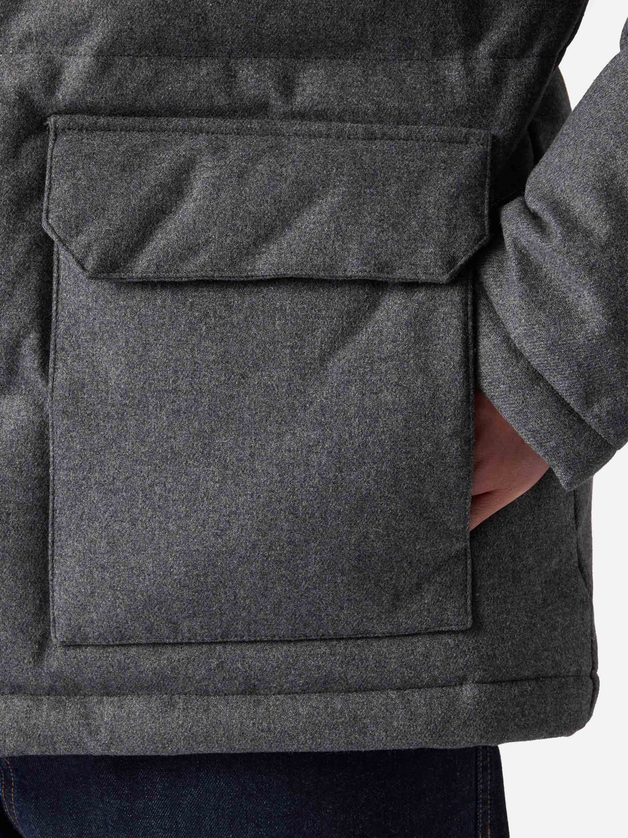 Grey wooly hooded down jacket Baxter - Image 3