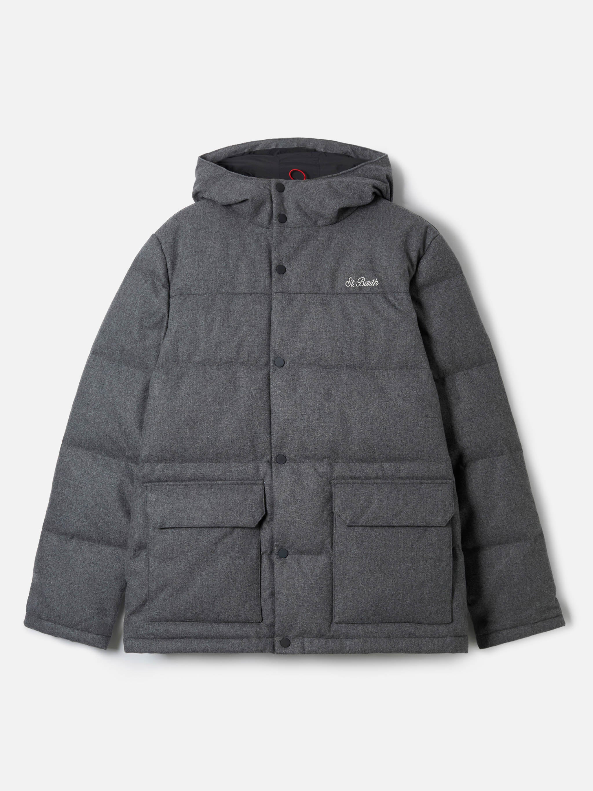 Grey wooly hooded down jacket Baxter - Image 7