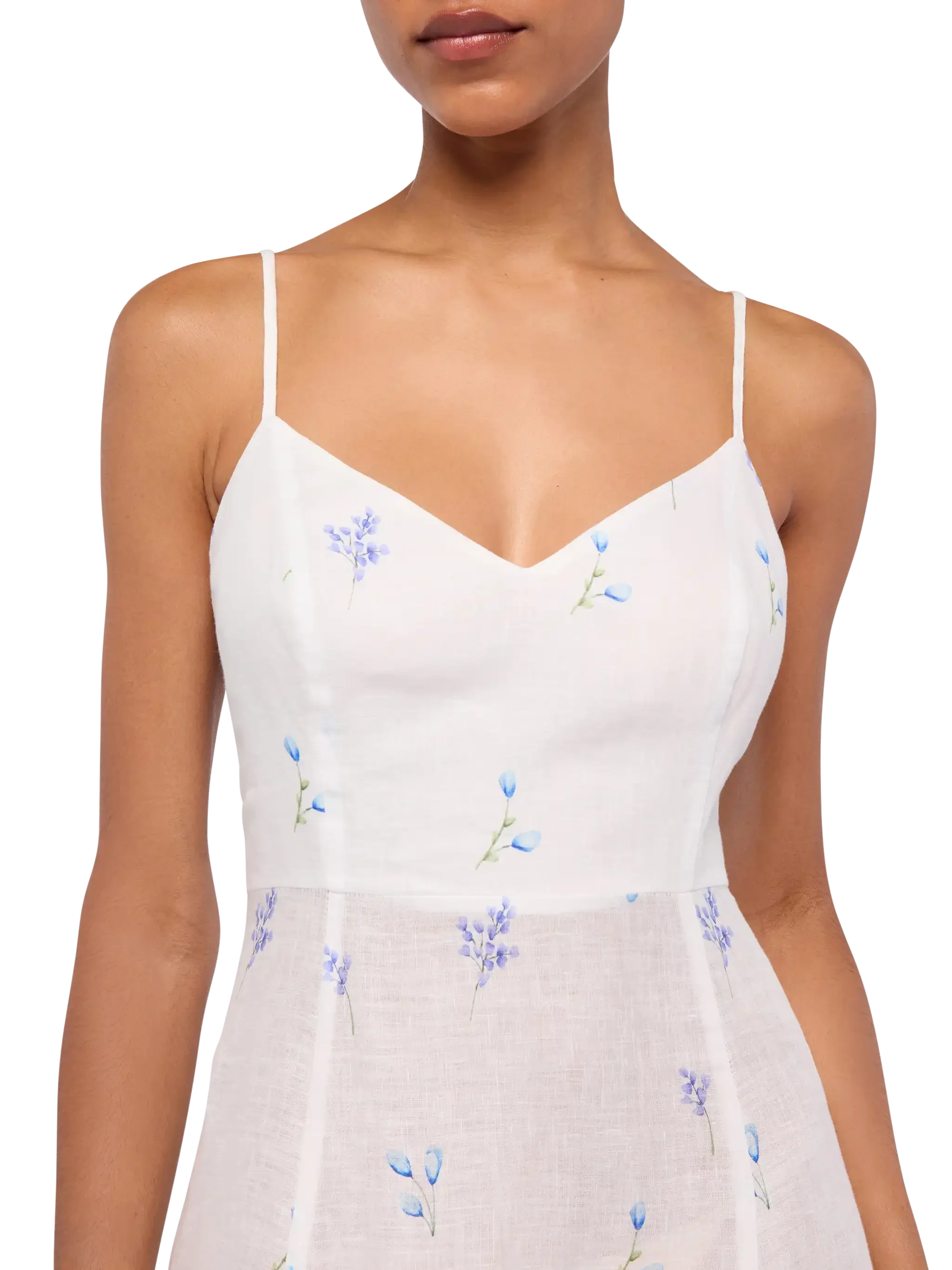 Guadalupe linen slip dress with flower print - Image 2