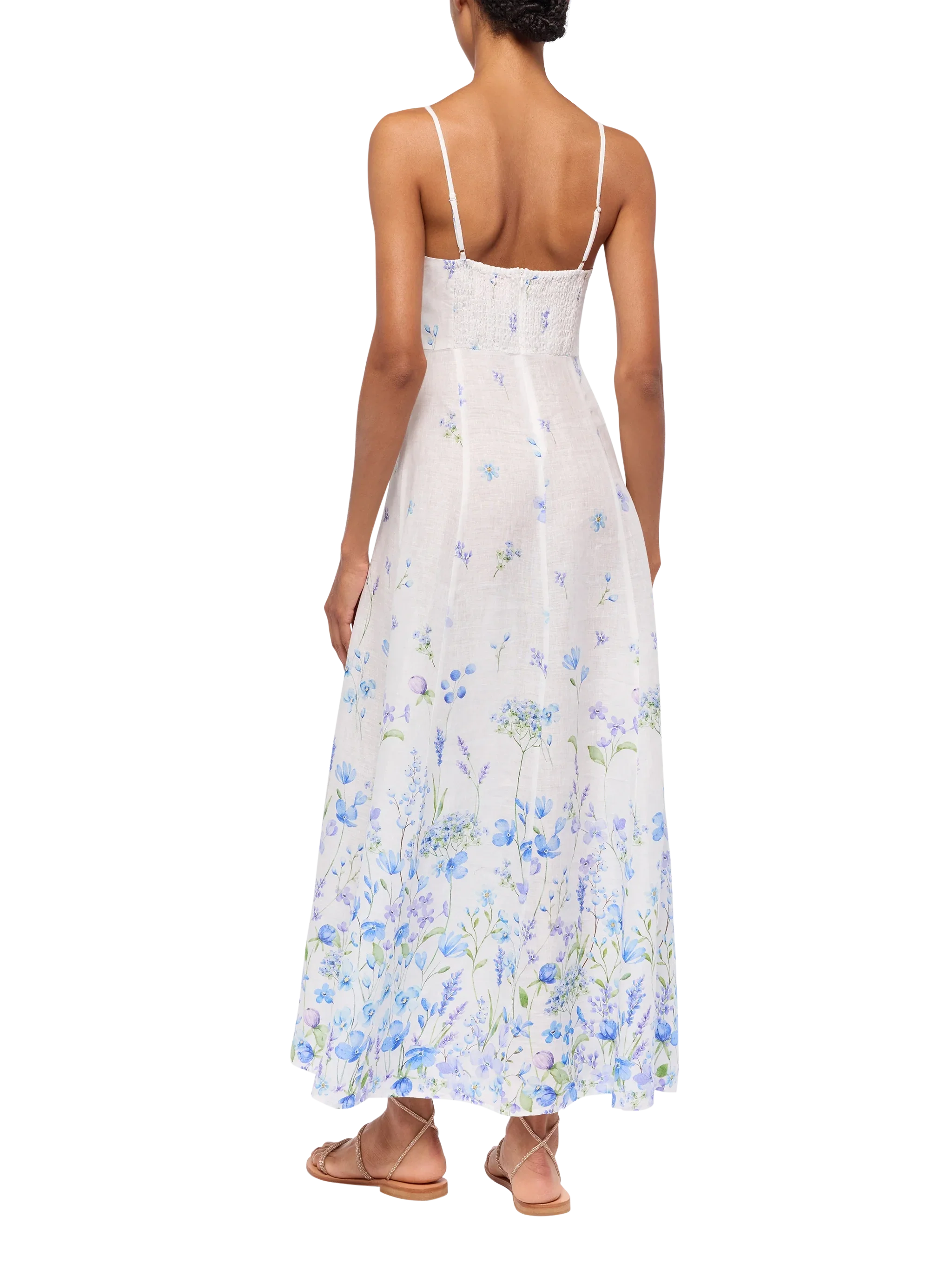 Guadalupe linen slip dress with flower print - Image 3