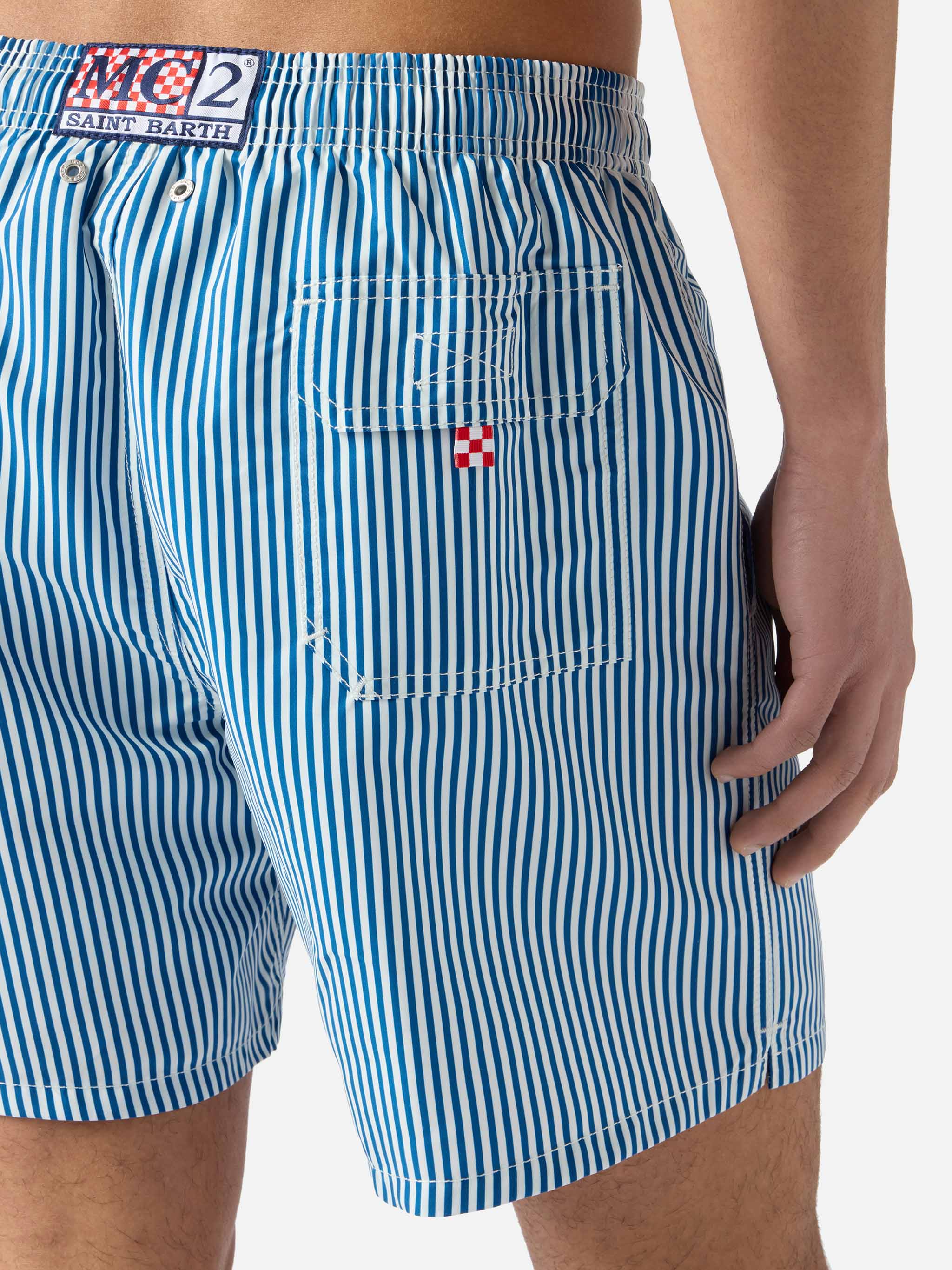 Gustavia blue striped swim shorts with Sapore di Mare embroidery | Special Edition - Image 6