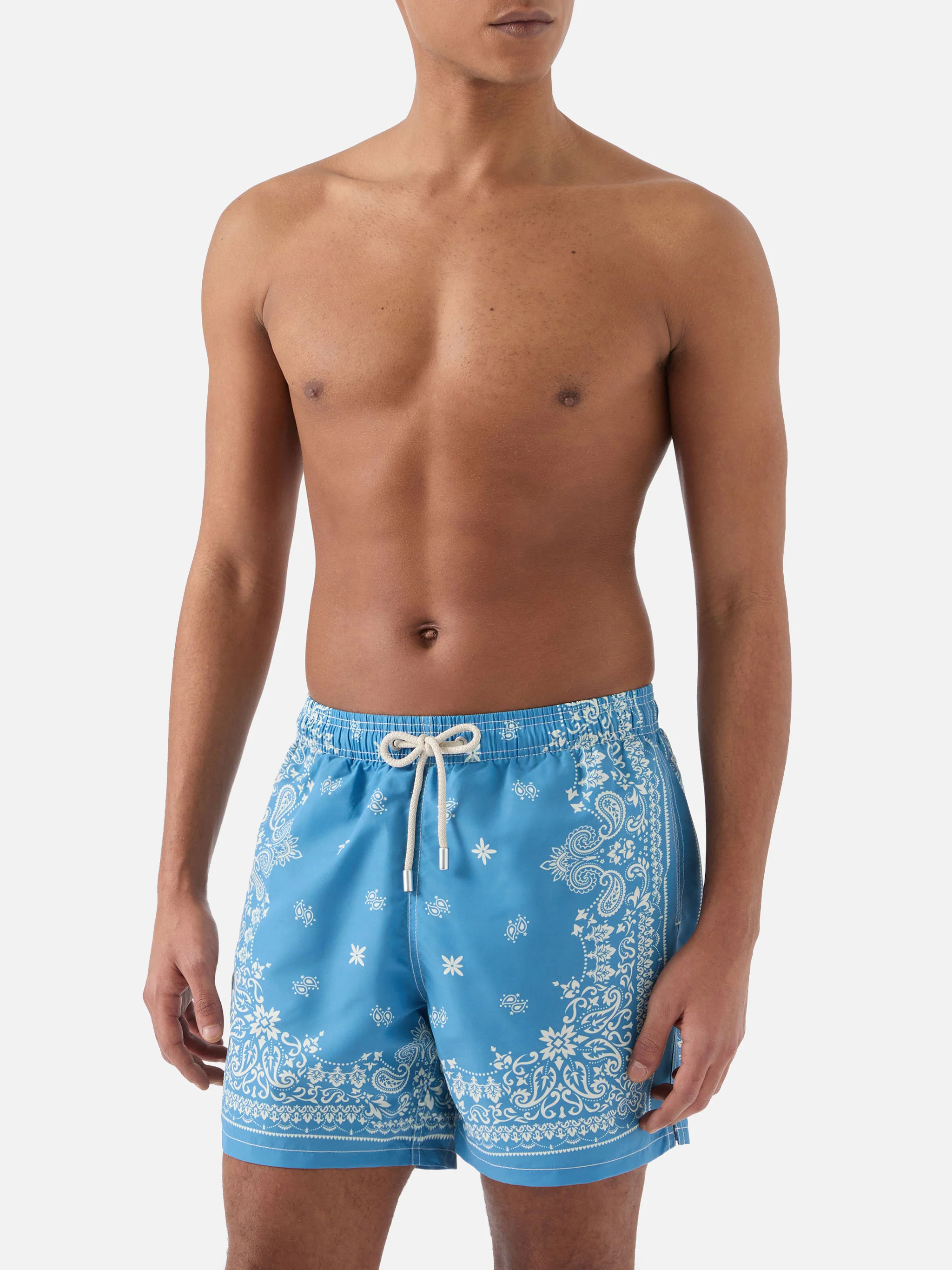 Gustavia light blue swim shorts with bandana print - Image 3