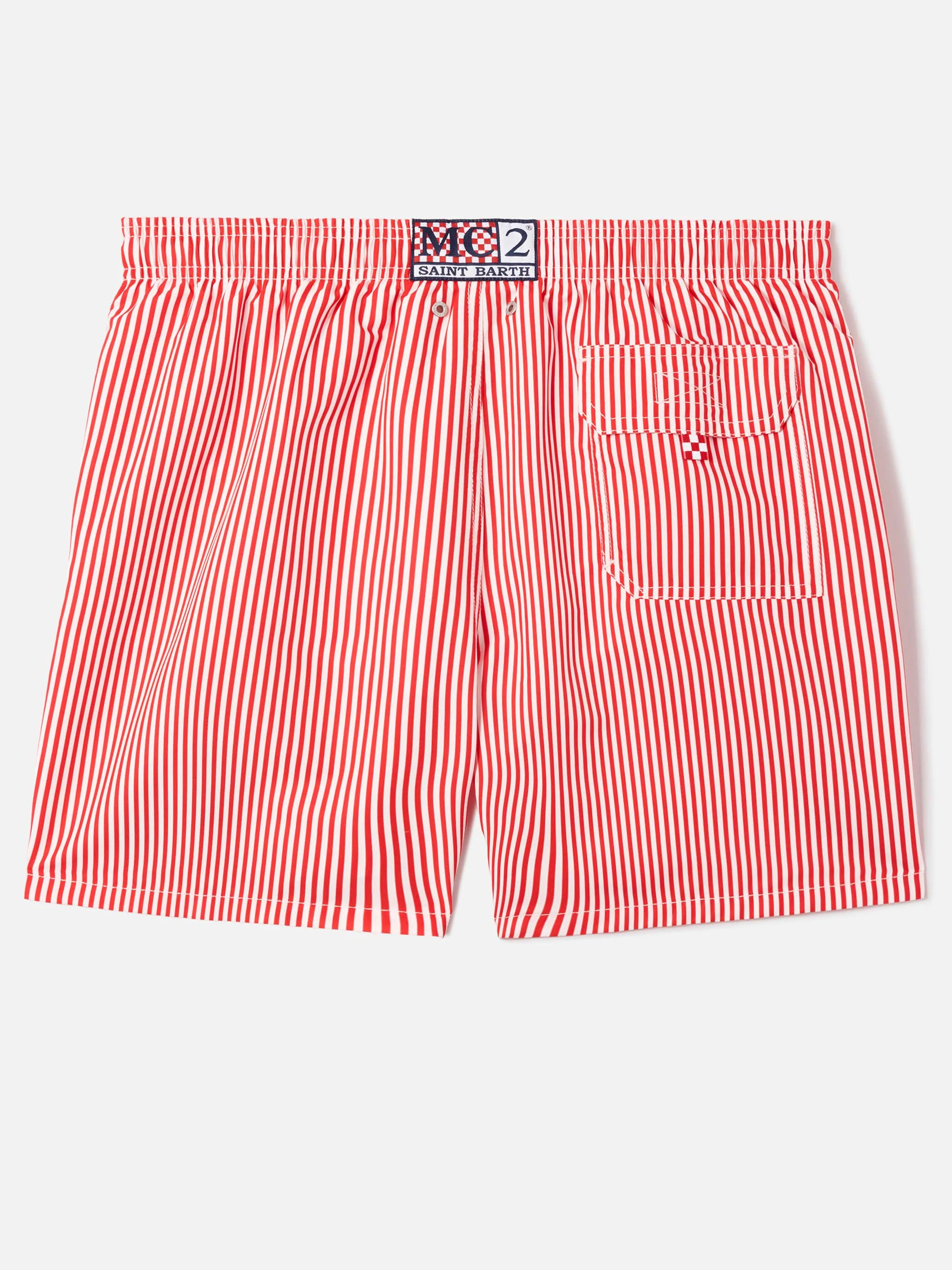 Gustavia red striped swim shorts with Sapore di Mare embroidery | Special Edition - Image 2
