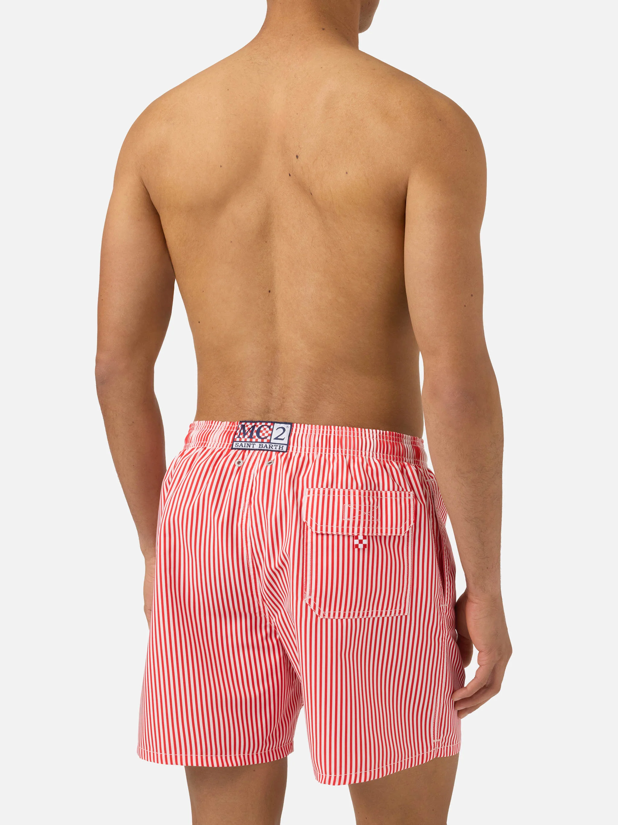 Gustavia red striped swim shorts with Sapore di Mare embroidery | Special Edition - Image 5