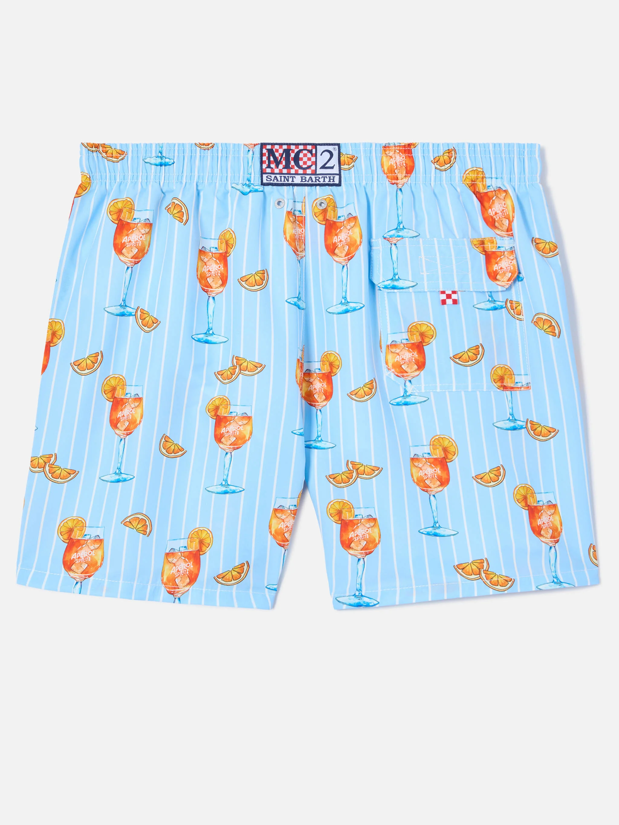 Gustavia striped swim shorts with cocktail print | Special Edition - Image 2