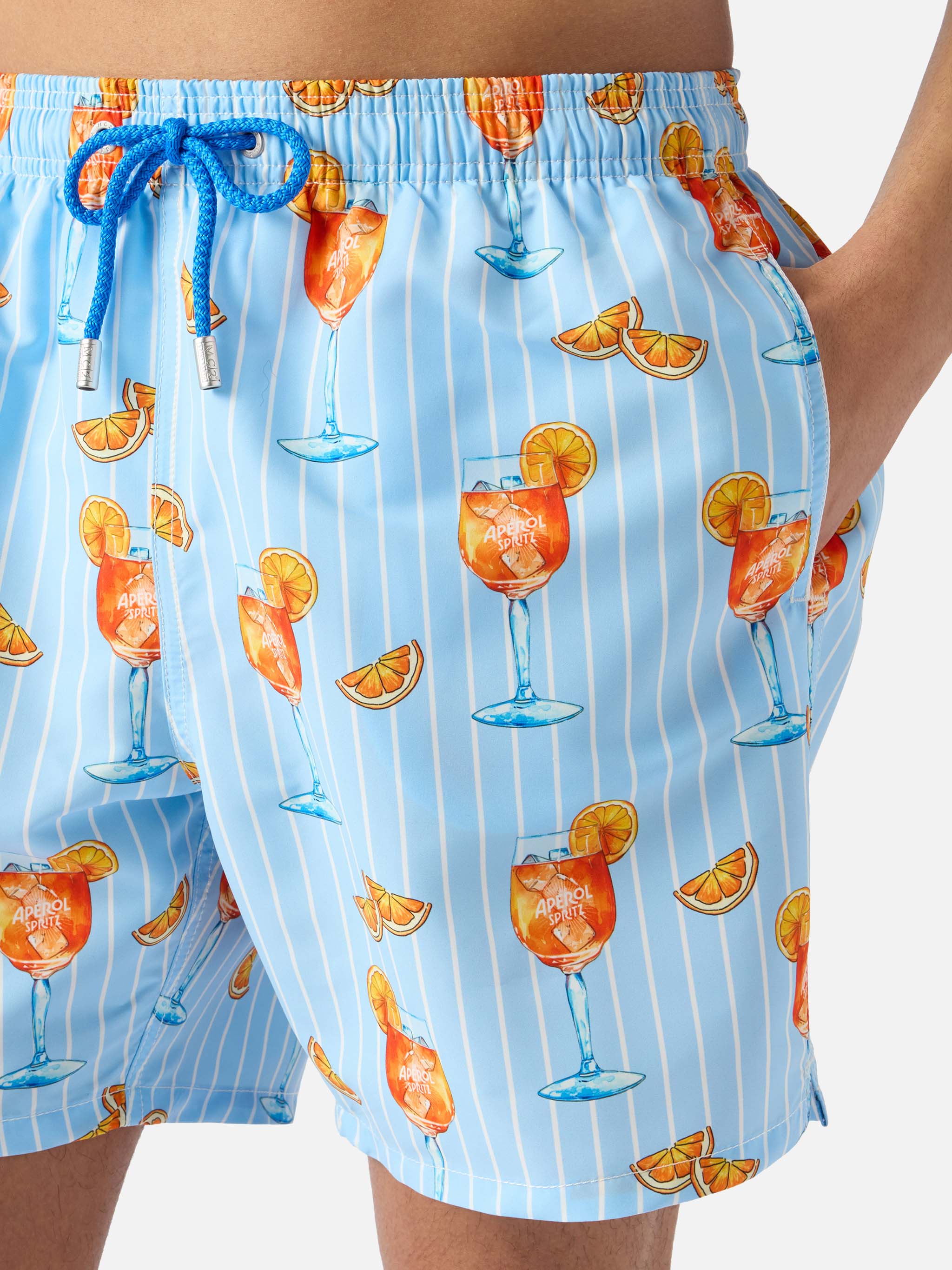 Gustavia striped swim shorts with cocktail print | Special Edition - Image 4