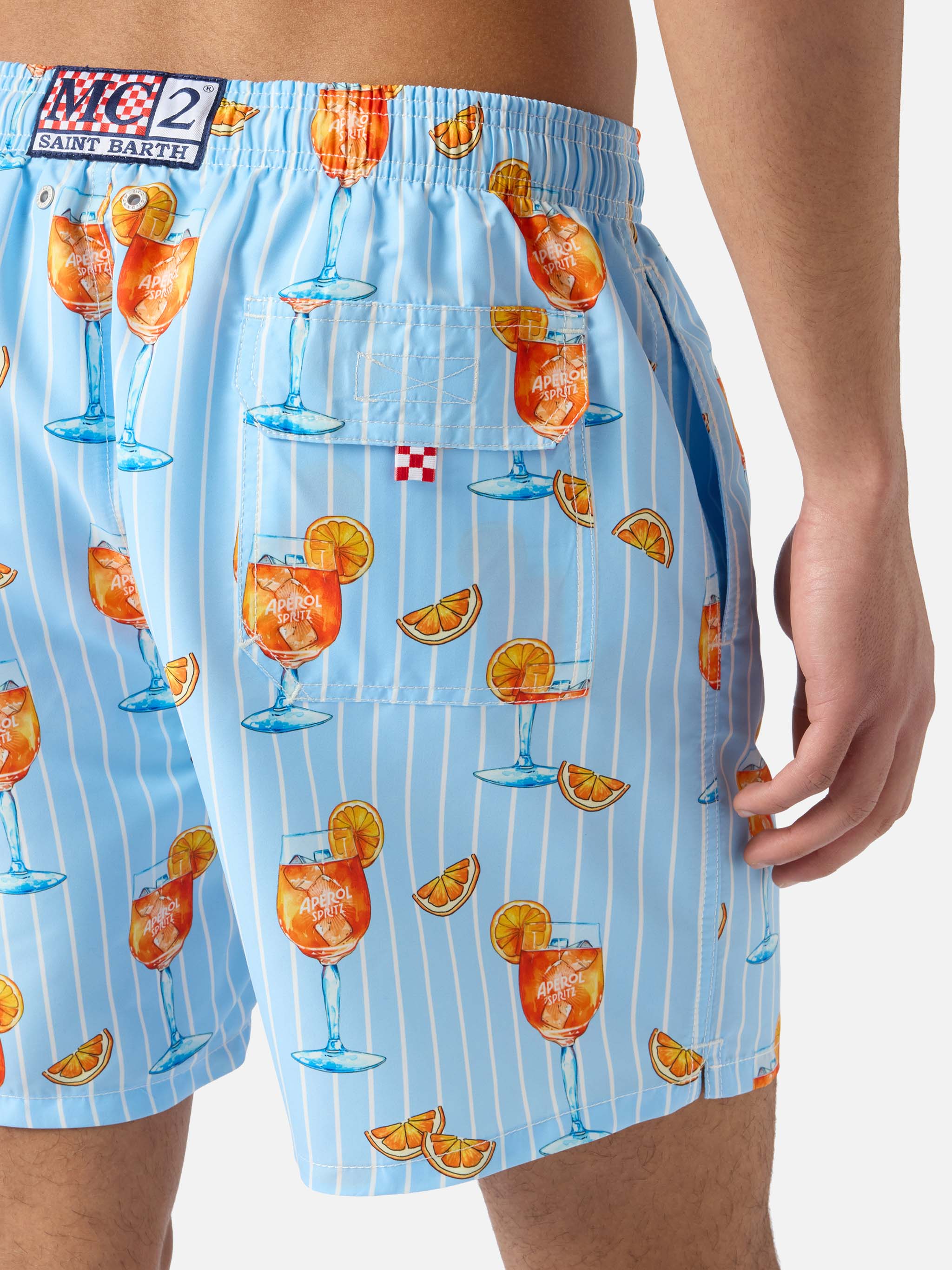 Gustavia striped swim shorts with cocktail print | Special Edition - Image 6