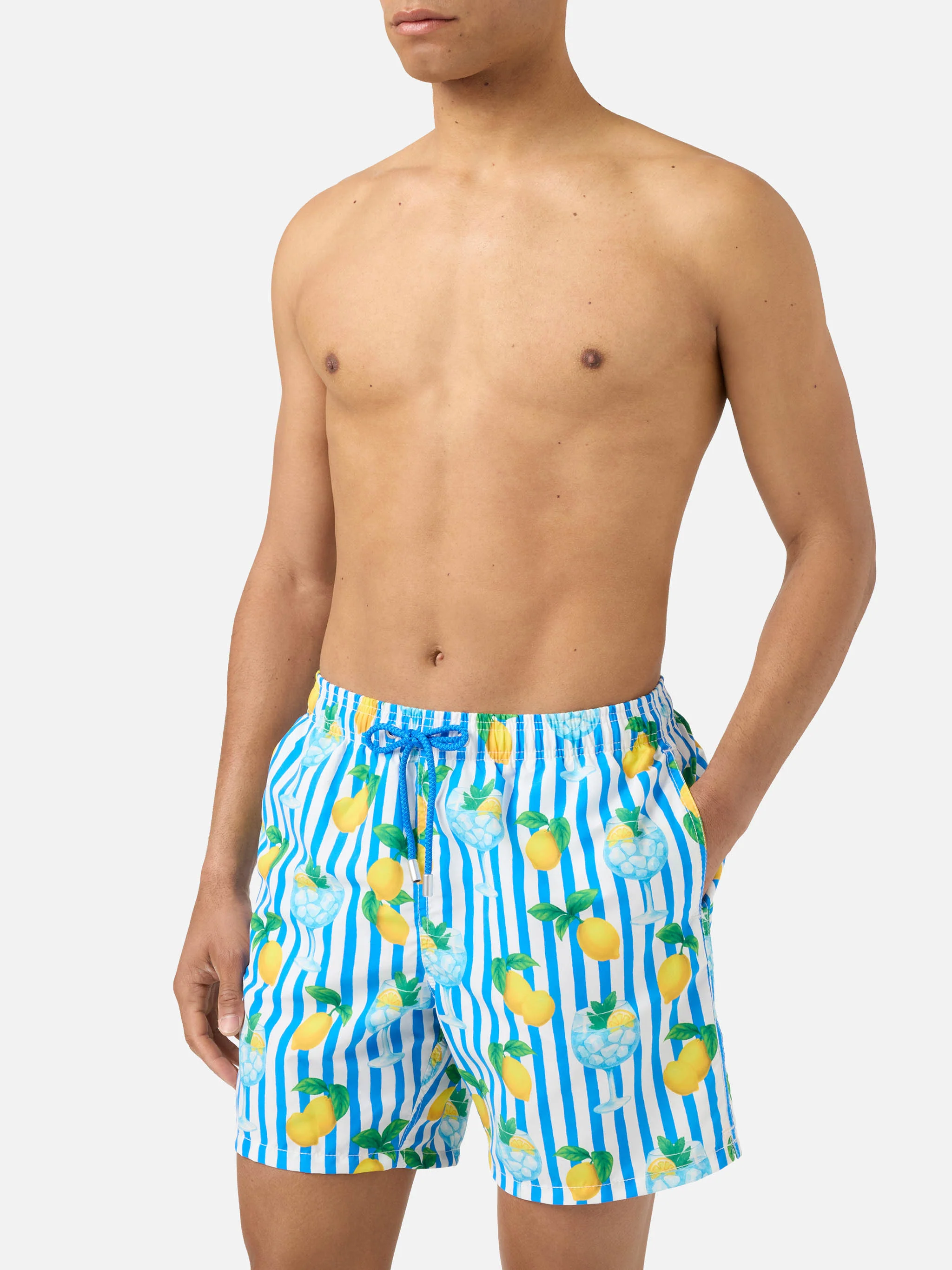 Gustavia striped swim shorts with gin tonic and lemon print - Image 3