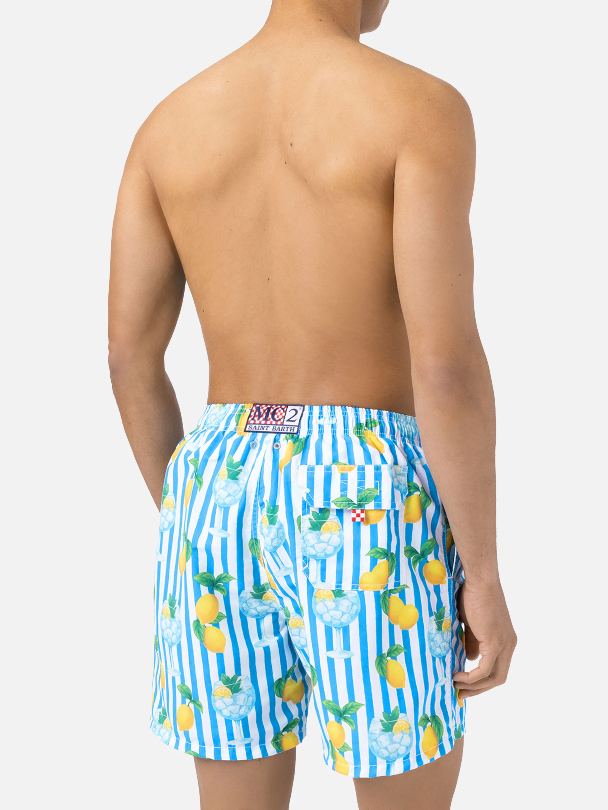 Gustavia striped swim shorts with gin tonic and lemon print - Image 5