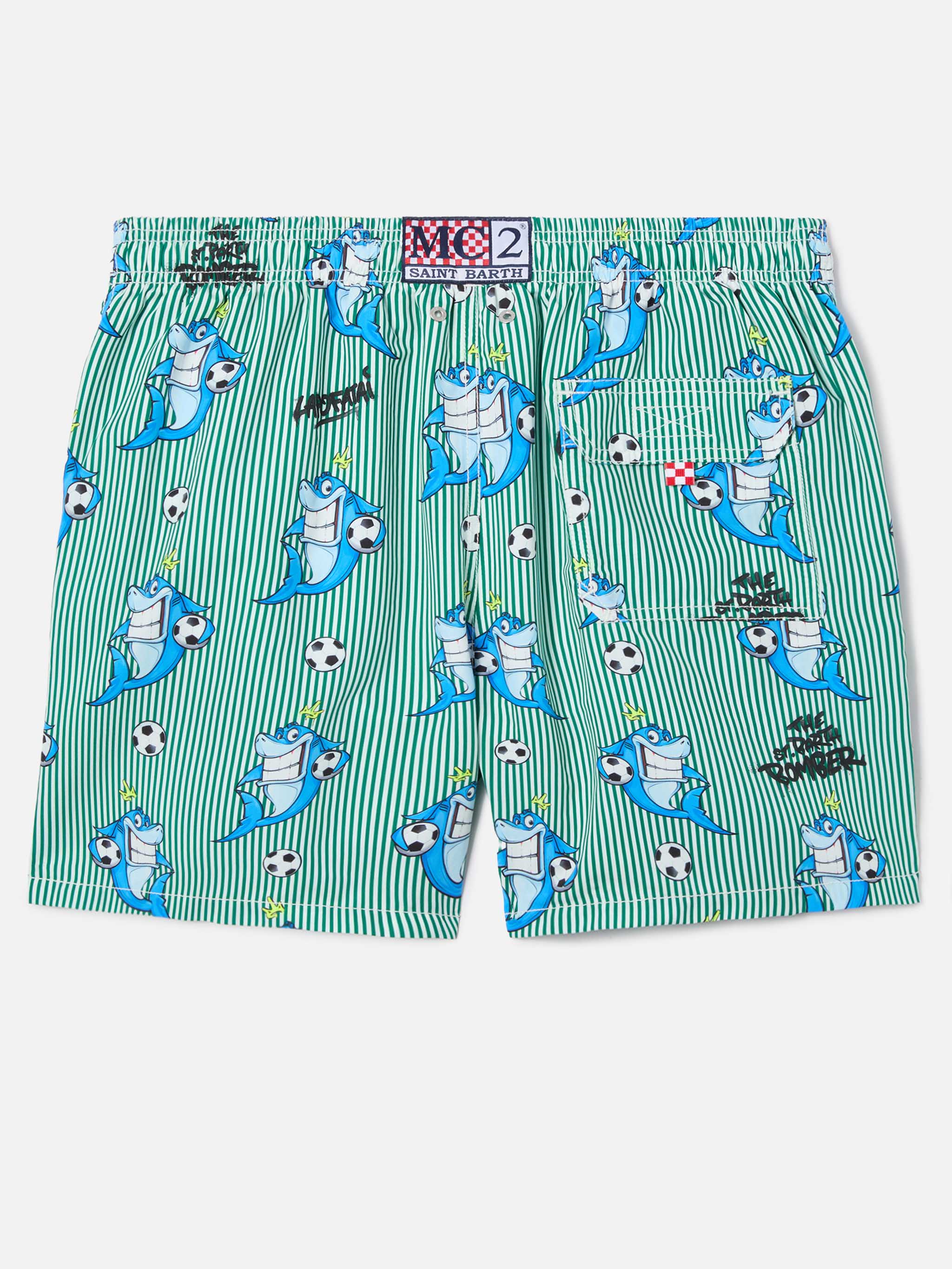 Gustavia striped swim shorts with shark print | Special Edition - Image 2