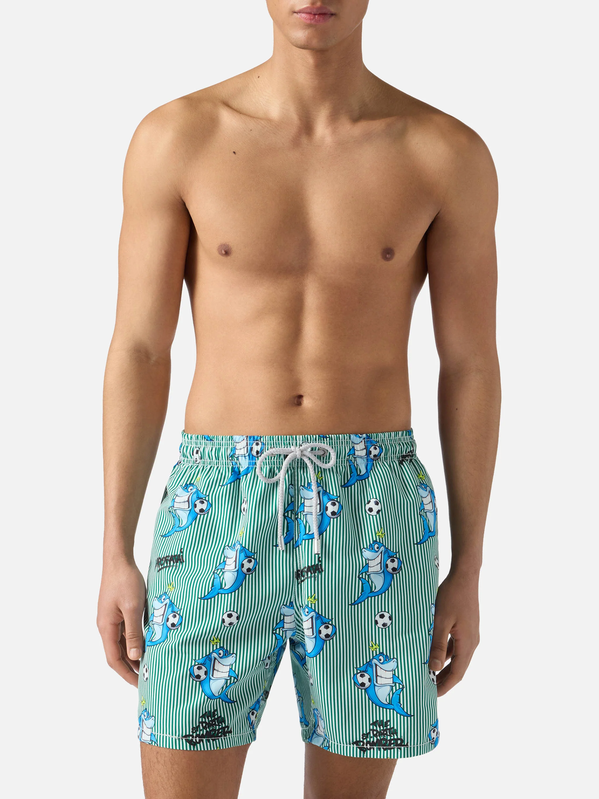 Gustavia striped swim shorts with shark print | Special Edition - Image 3