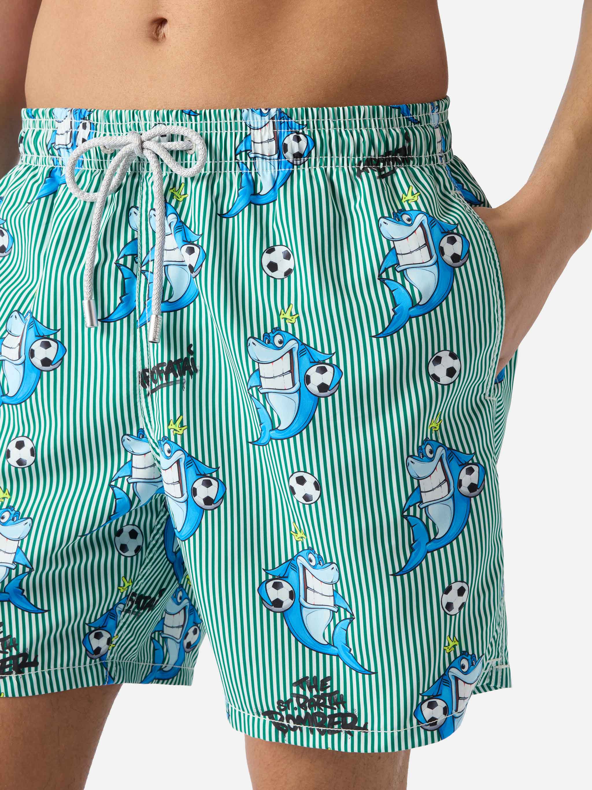 Gustavia striped swim shorts with shark print | Special Edition - Image 4