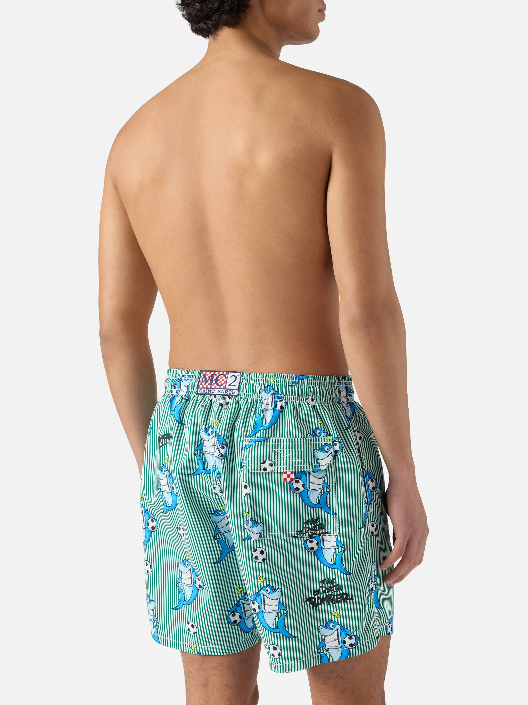 Gustavia striped swim shorts with shark print | Special Edition - Image 5