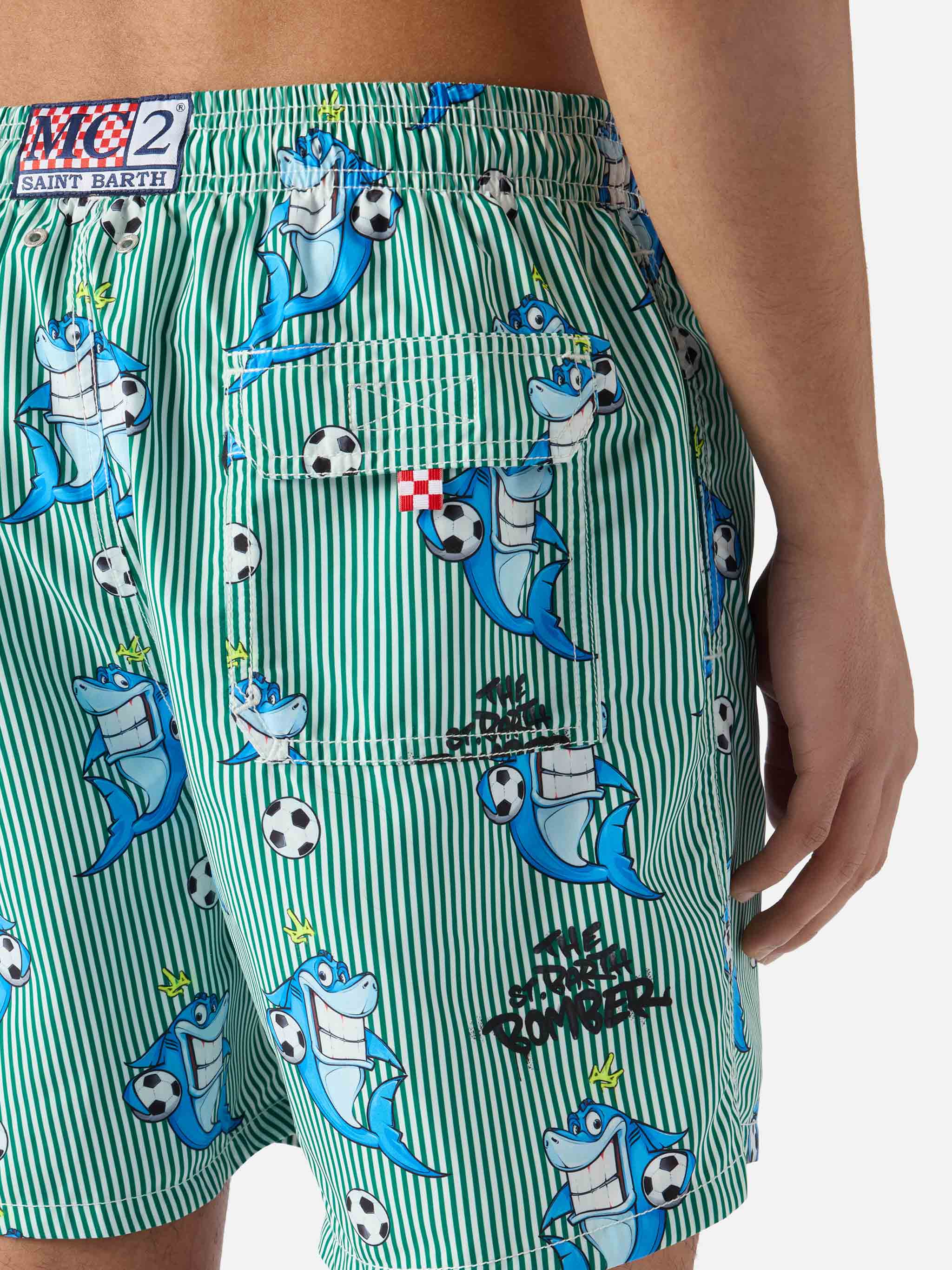 Gustavia striped swim shorts with shark print | Special Edition - Image 6